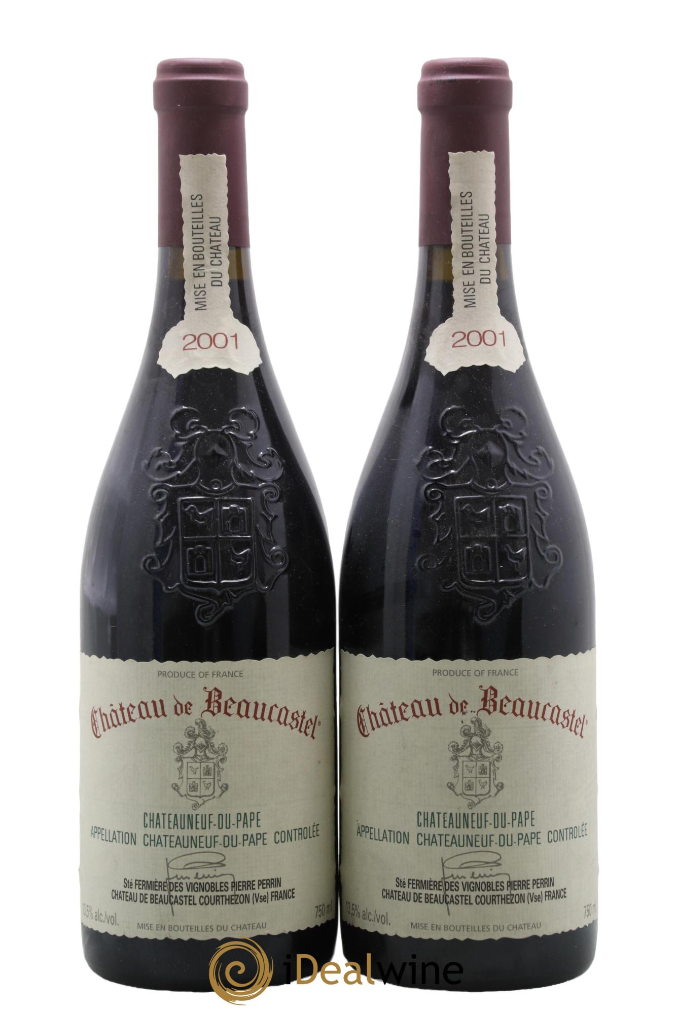 Châteauneuf-du-Pape Château de Beaucastel Famille Perrin 2001 - Lot de 2 bouteilles - 0