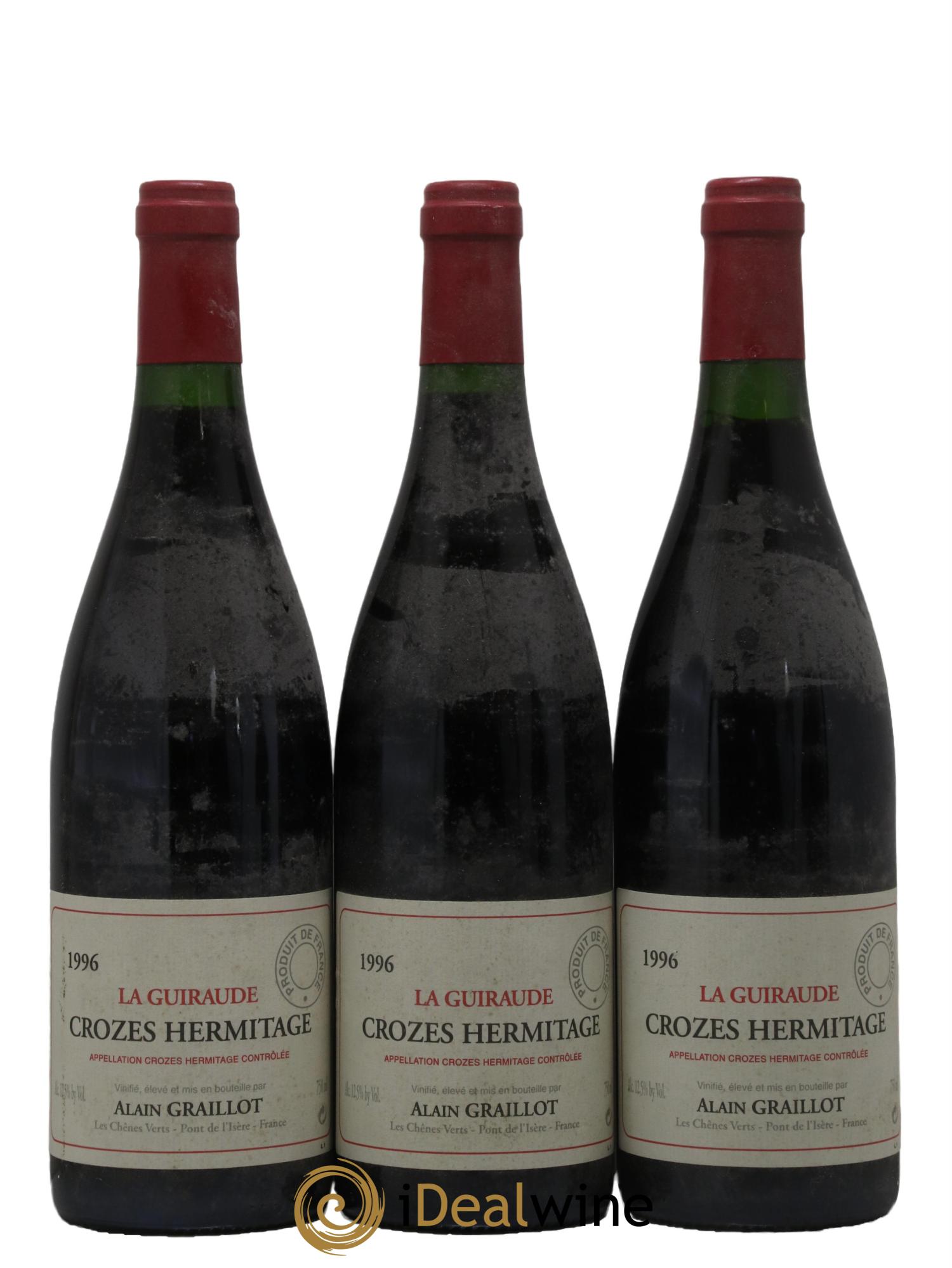 Crozes-Hermitage La Guiraude Domaine Graillot 1996 - Lot de 3 bouteilles - 0