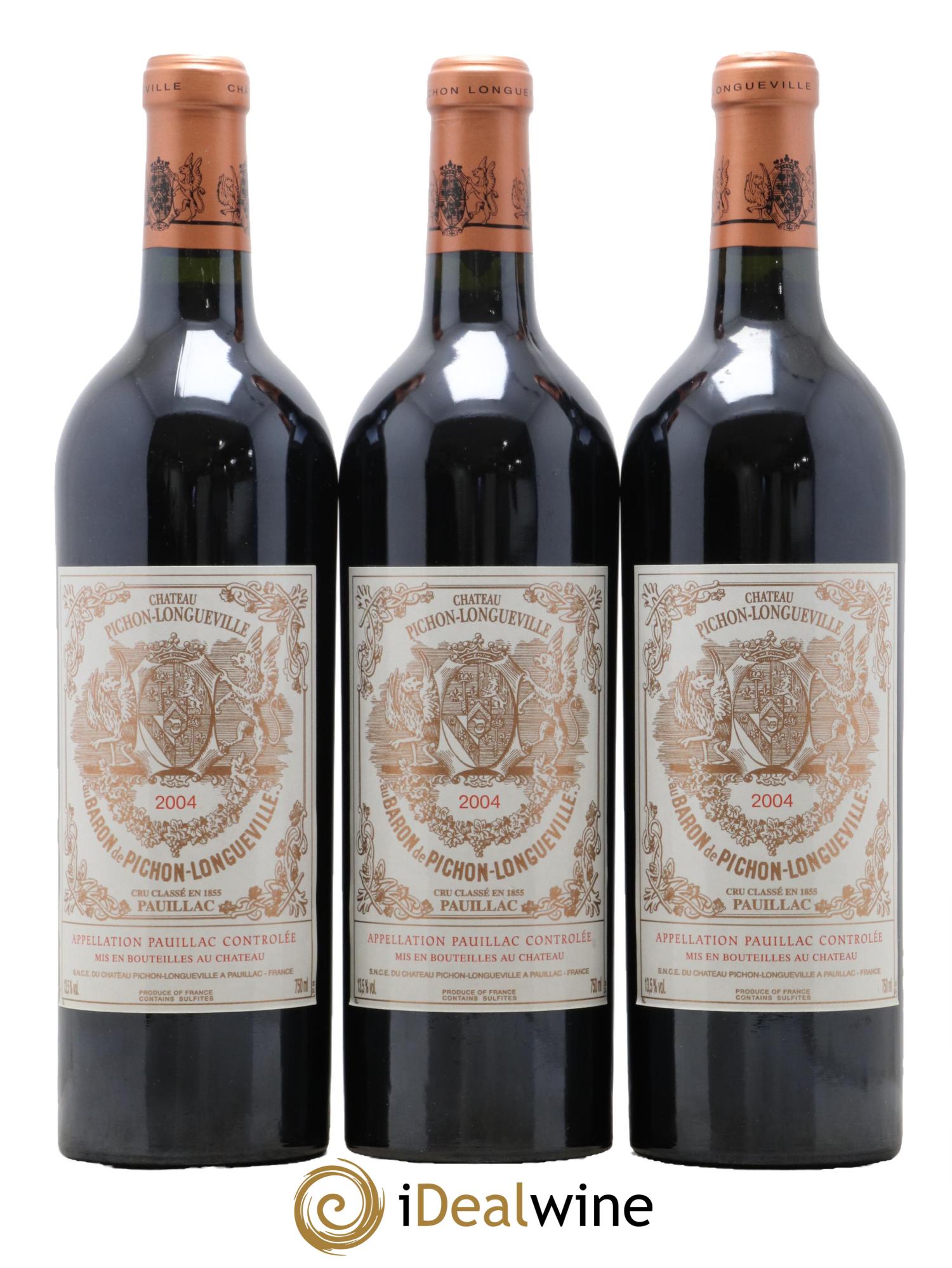Pichon Longueville Baron 2ème Grand Cru Classé 2004 - Lot de 3 bouteilles - 0