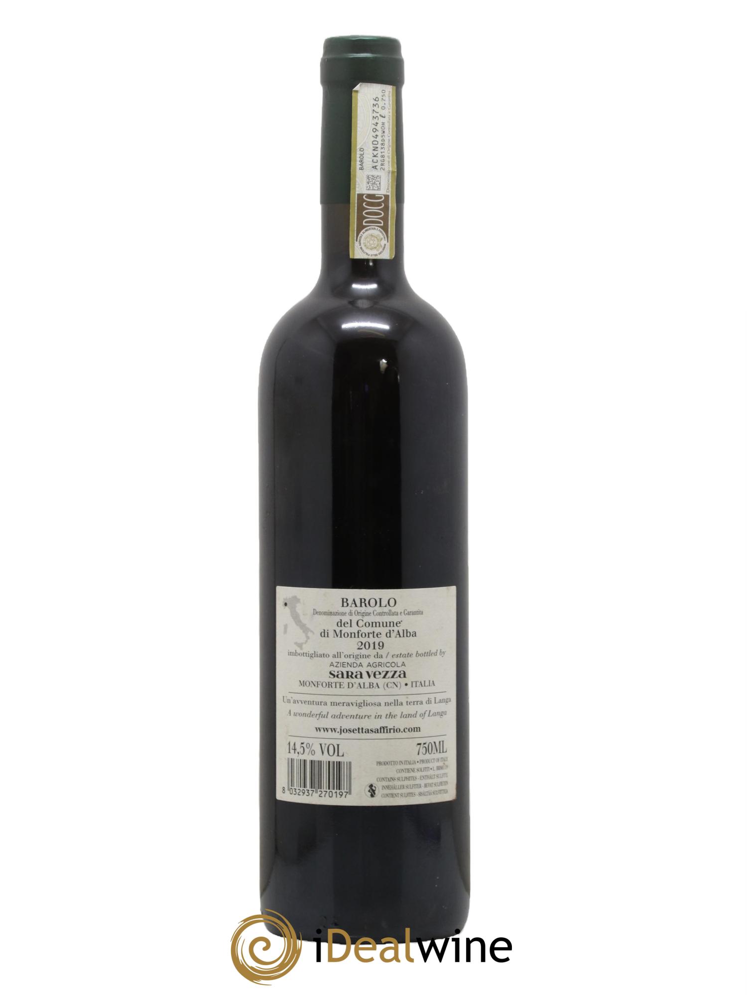 Barolo Saffirio Sara Vezza 2019 - Lot de 1 bouteille - 1