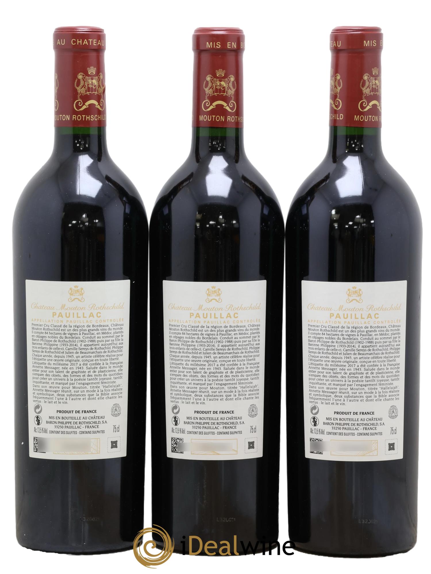 Château Mouton Rothschild 1er Grand Cru Classé 2017 - Lot of 3 bottles - 1