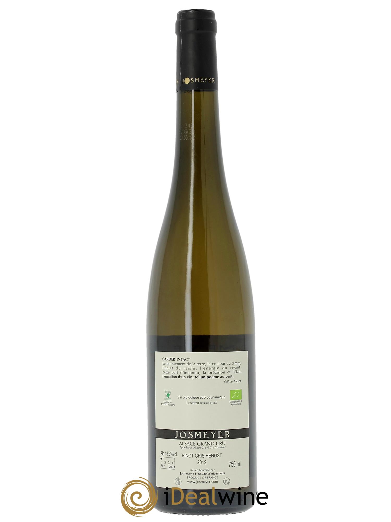 Alsace Pinot Gris Grand Cru Hengst Josmeyer (Domaine)  2019 - Lot de 1 bouteille - 1