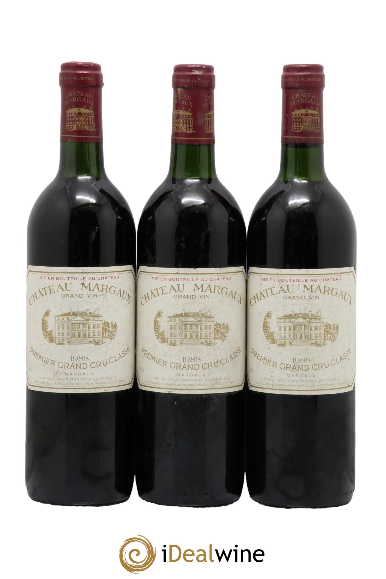 Château Margaux 1er Grand Cru Classé 1988 - Lot de 3 bouteilles - 0