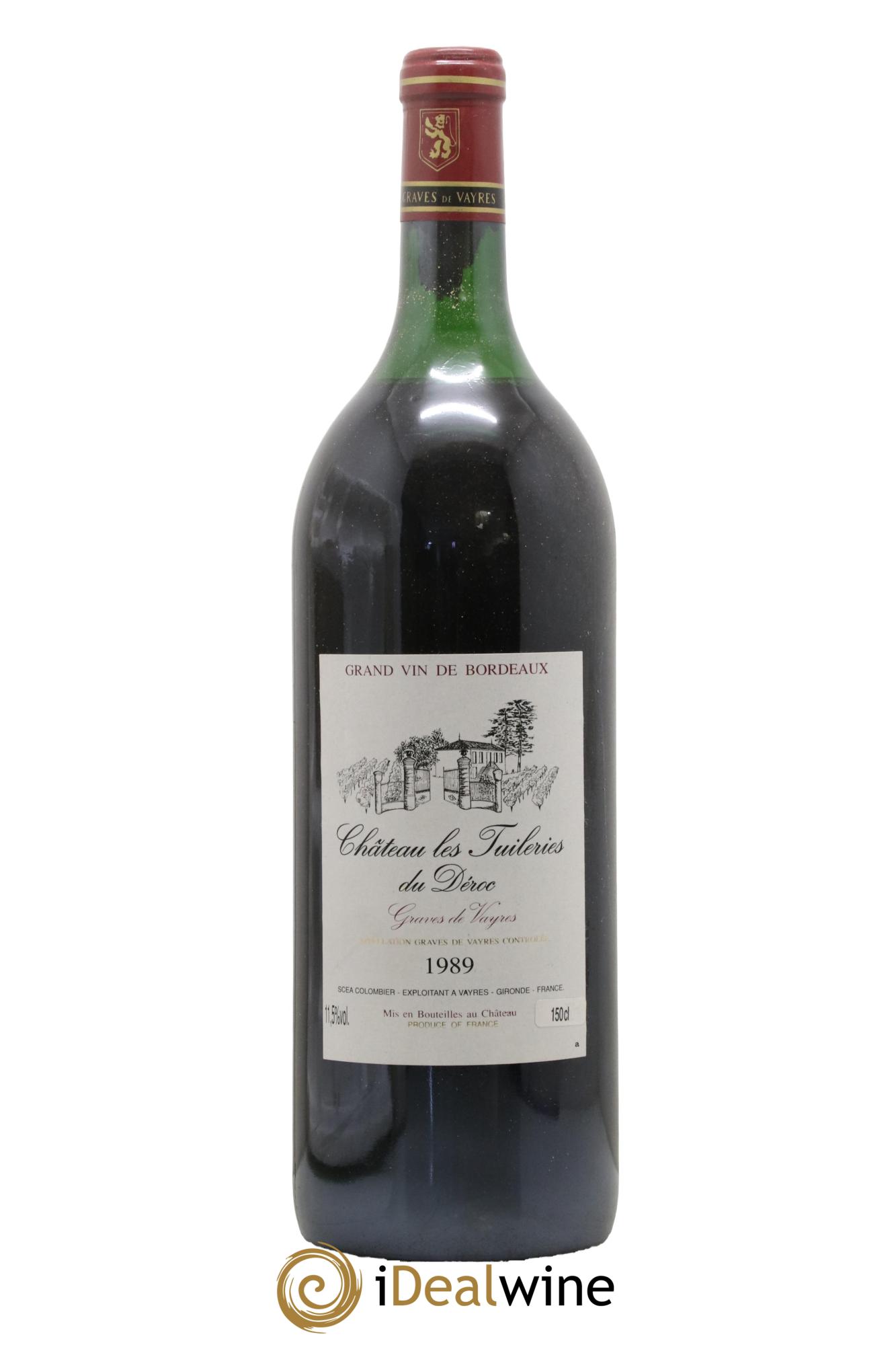 Graves Chateau Les Tuileries du Deroc 1989 - Lot de 1 magnum - 0