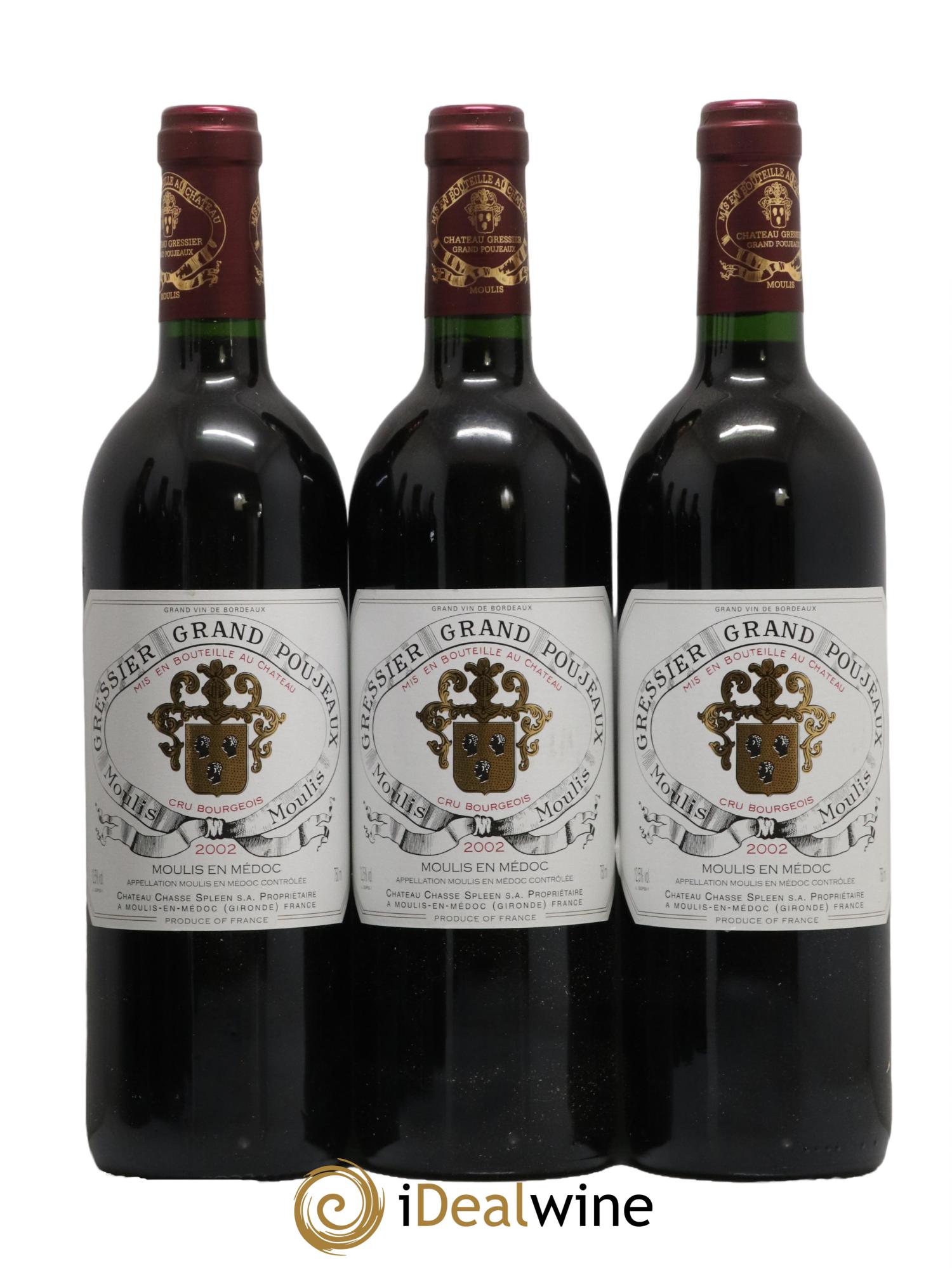 Château Gressier Grand Poujeaux Cru Bourgeois 2002 - Lot de 6 bouteilles - 1