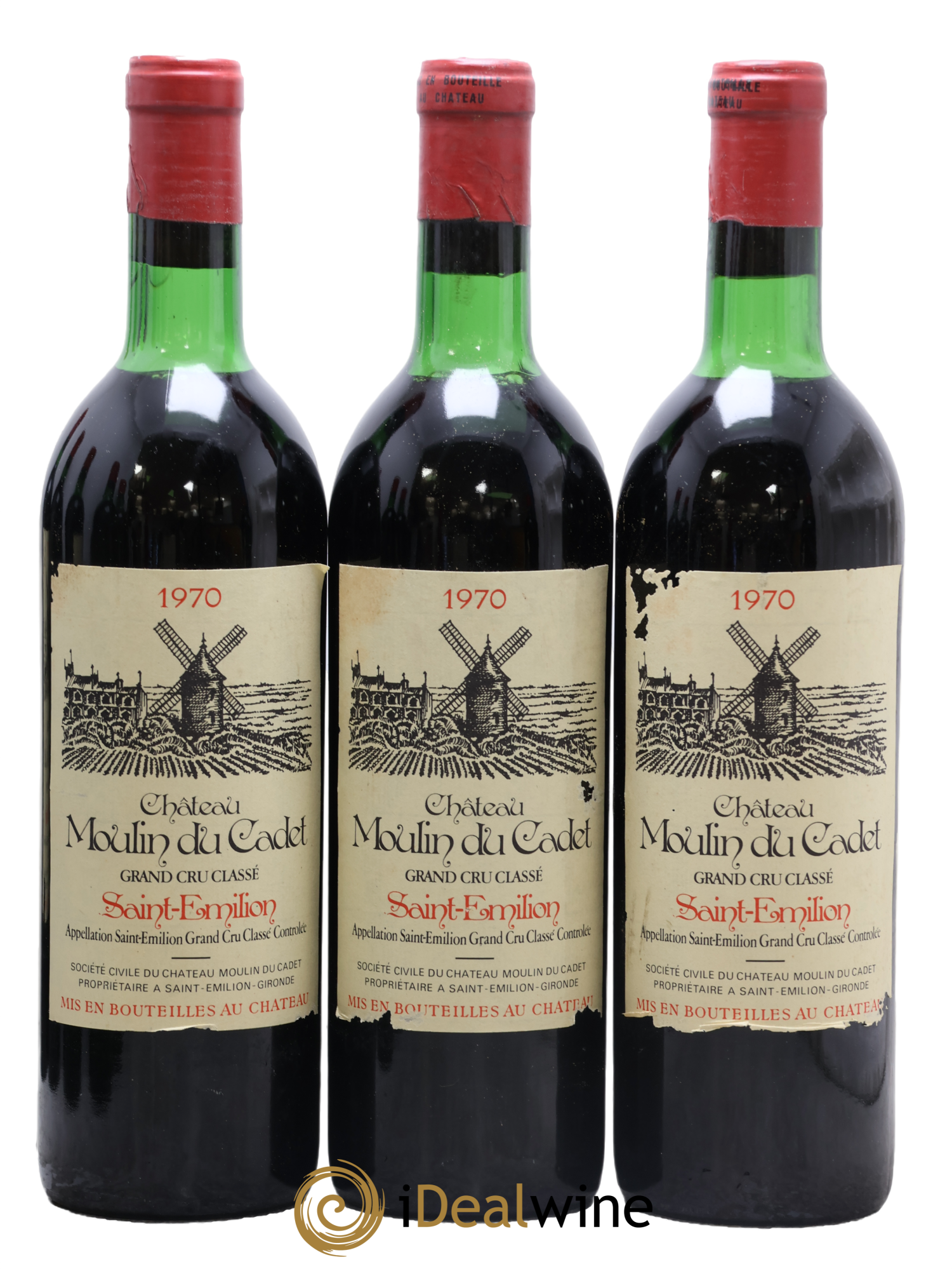 Château Moulin du Cadet Grand Cru Classé 1970 - Lotto di 3 bottiglie - 0