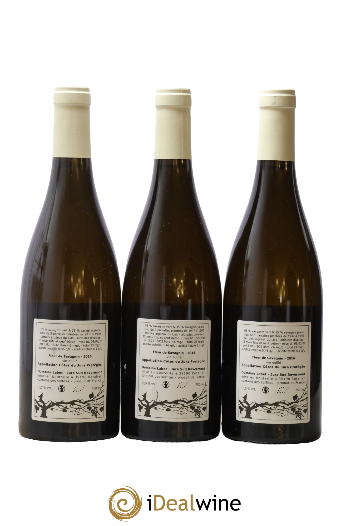Côtes du Jura Fleur de Savagnin Romain - Julien - Charline Labet 2016 - Lot of 3 bottles - 1