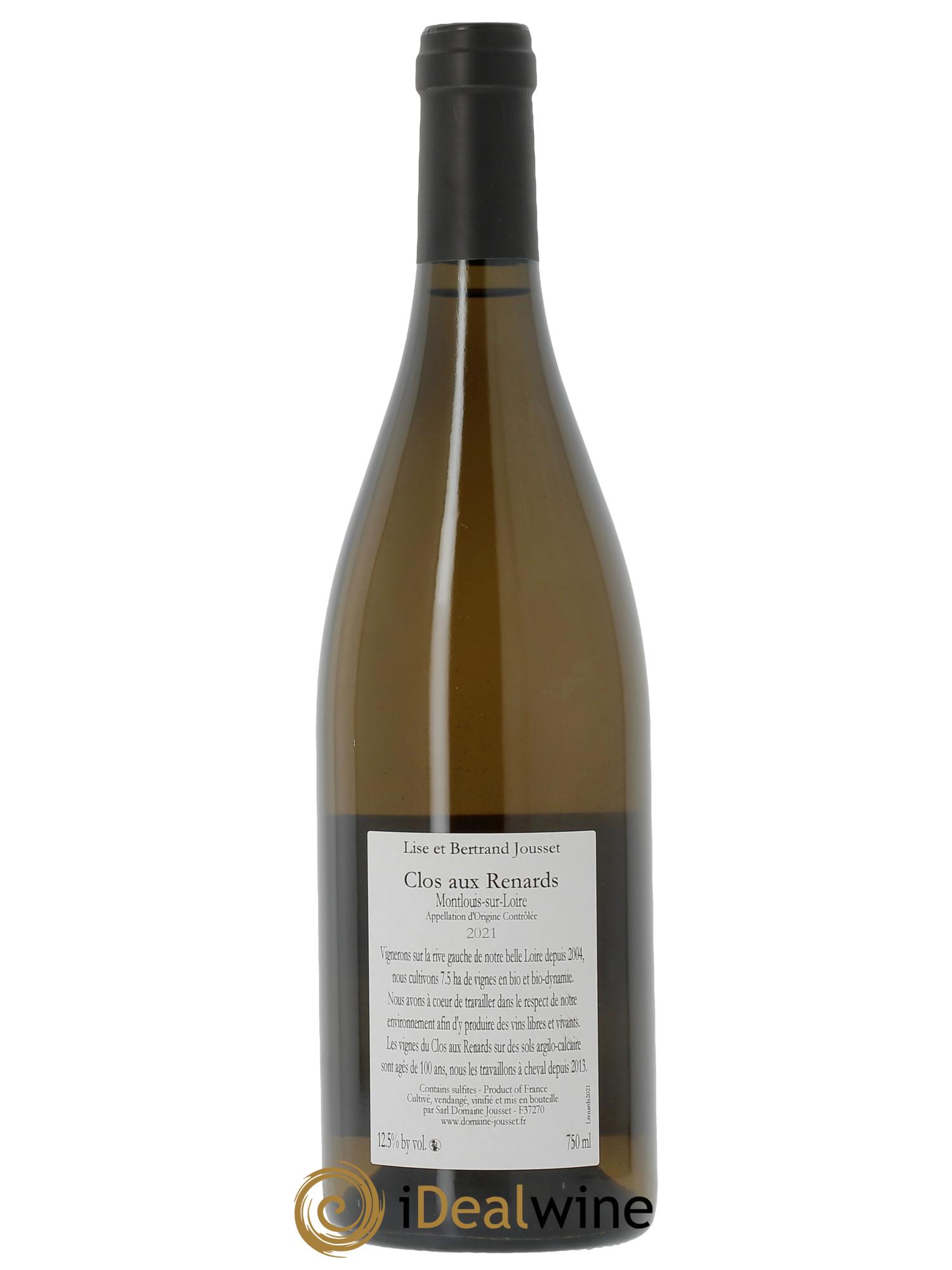Montlouis-sur-Loire Clos aux Renards Singulier Lise et Bertrand Jousset 2021 - Lot of 1 bottle - 1