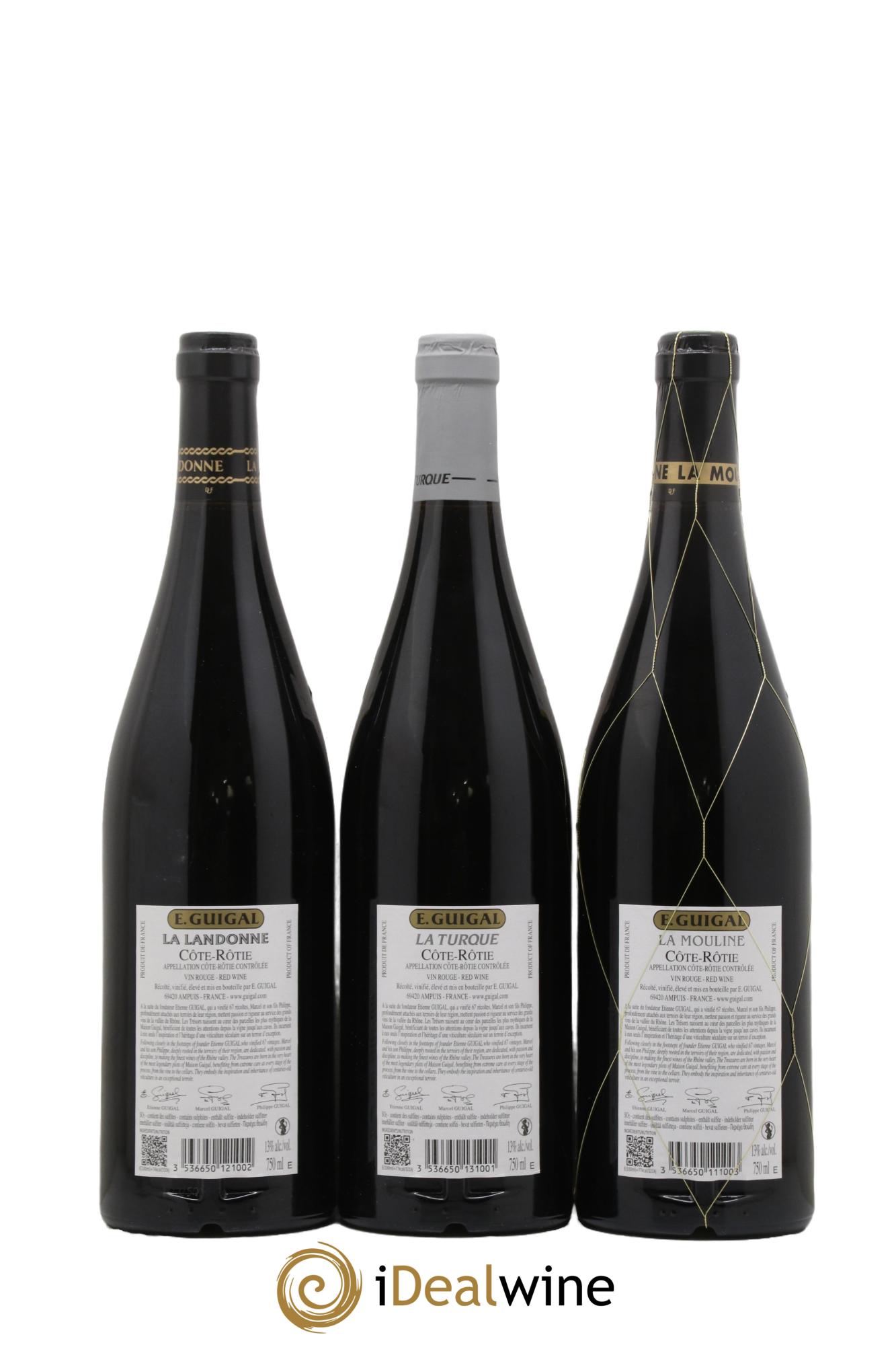 Côte-Rôtie Guigal Trilogie La Turque - La Landonne - La Mouline 2021 - Lot de 3 bouteilles - 1
