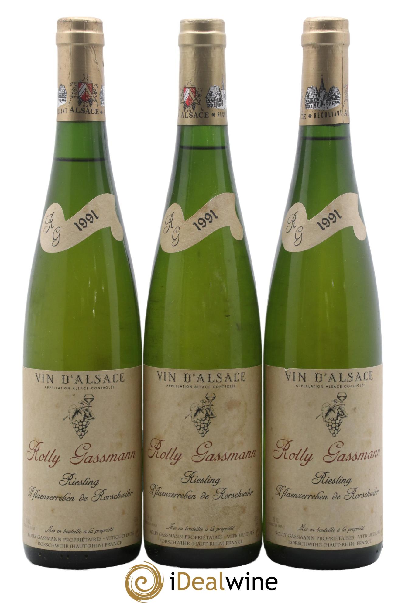 Alsace Riesling Plaenzerreben de Rorschwihr Rolly-Gassmann 1991 - Lotto di 3 bottiglie - 0