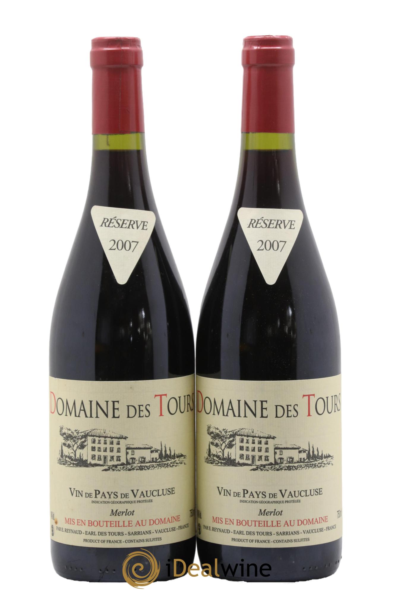 Vaucluse Domaine des Tours Merlot Emmanuel Reynaud 2007 - Lot de 2 bouteilles - 0
