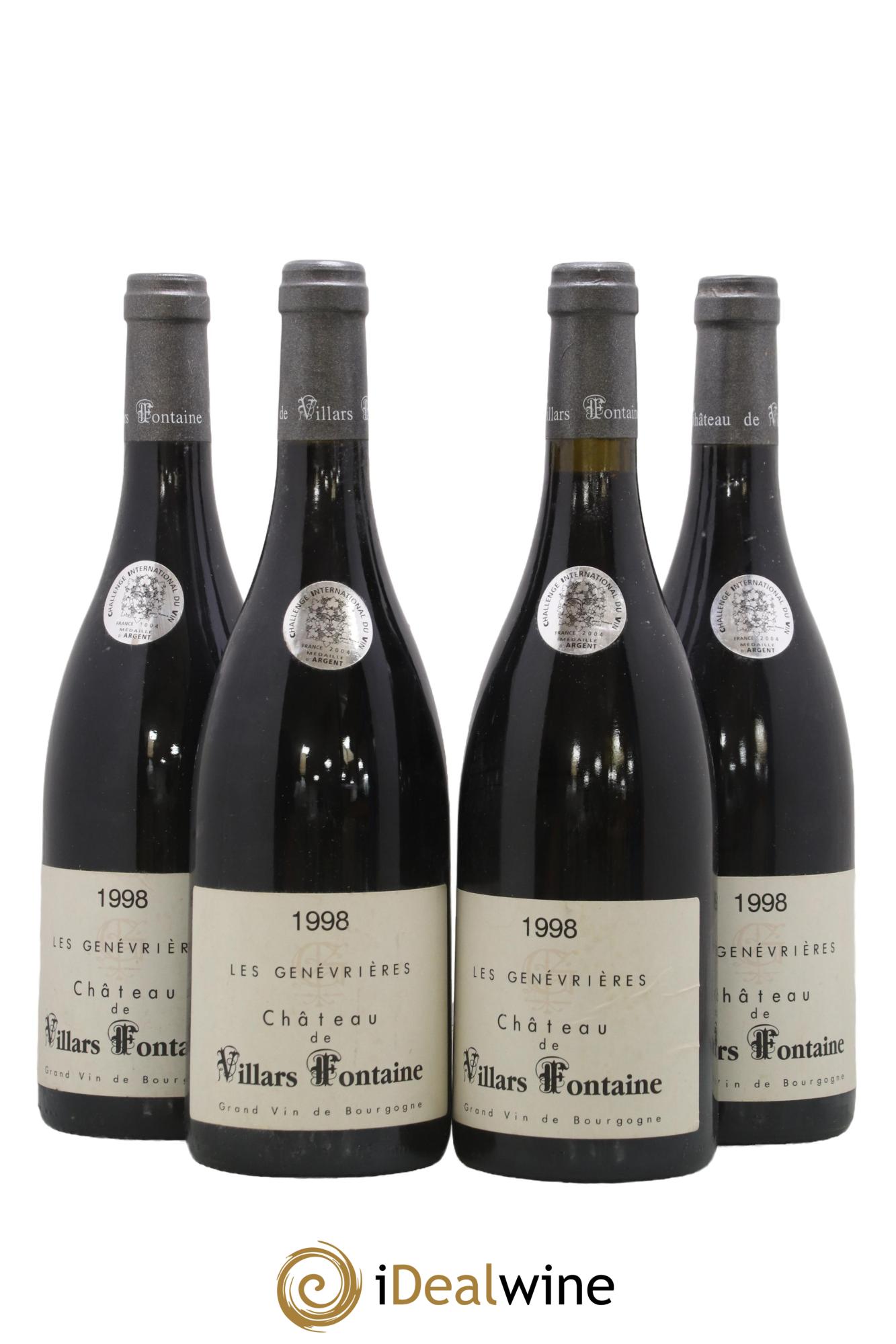 Hautes-Côtes de Nuits Les Genevrières Château Villars Fontaine 1998 - Lot de 4 bouteilles - 0