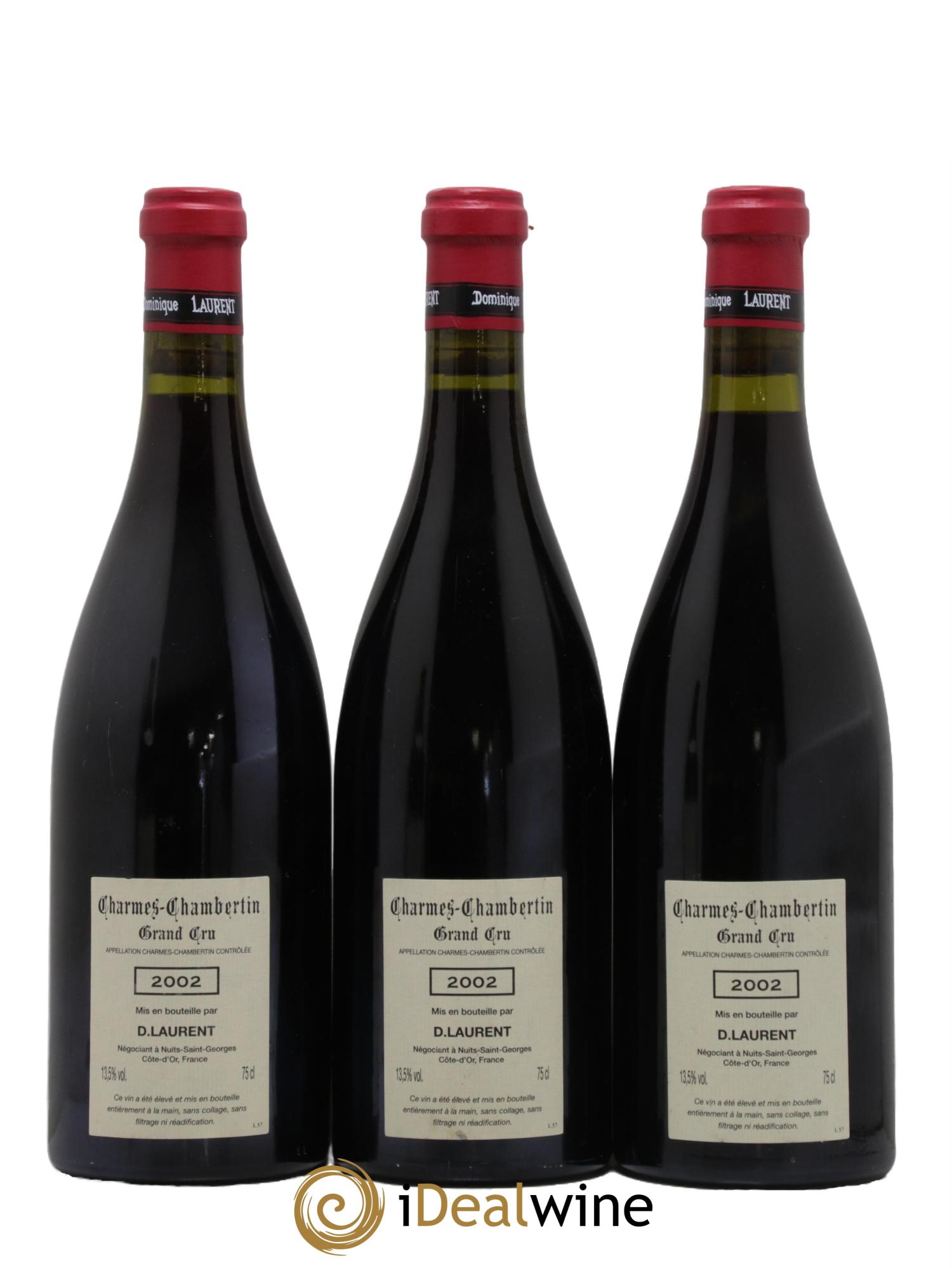 Charmes-Chambertin Grand Cru Vieilles Vignes Dominique Laurent 2002 - Lot de 3 bouteilles - 1