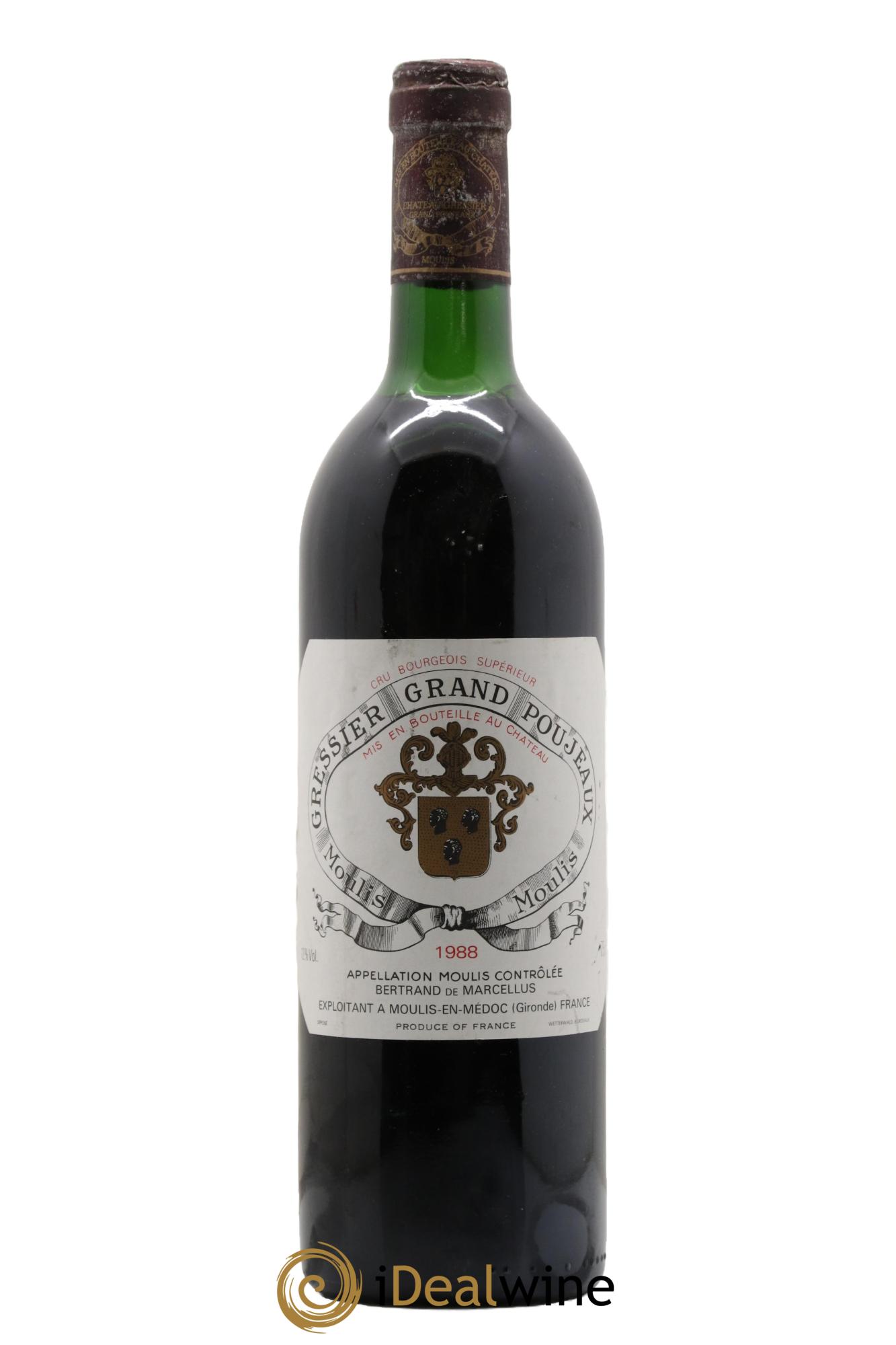 Château Gressier Grand Poujeaux Cru Bourgeois 1988 - Lot de 1 bouteille - 0
