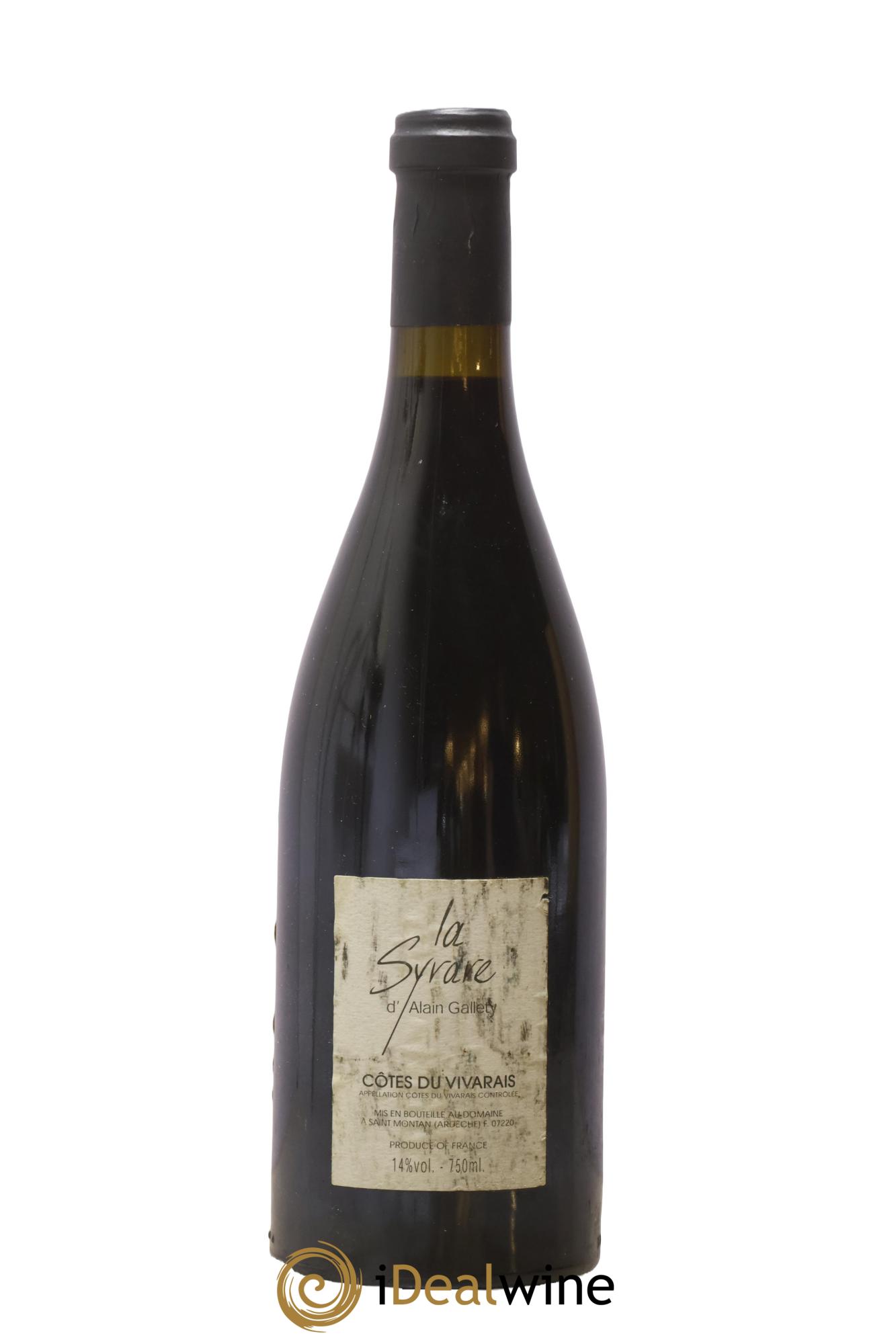 Côtes du Vivarais La Syrare Gallety (Domaine) 1999 - Lot of 1 bottle - 1