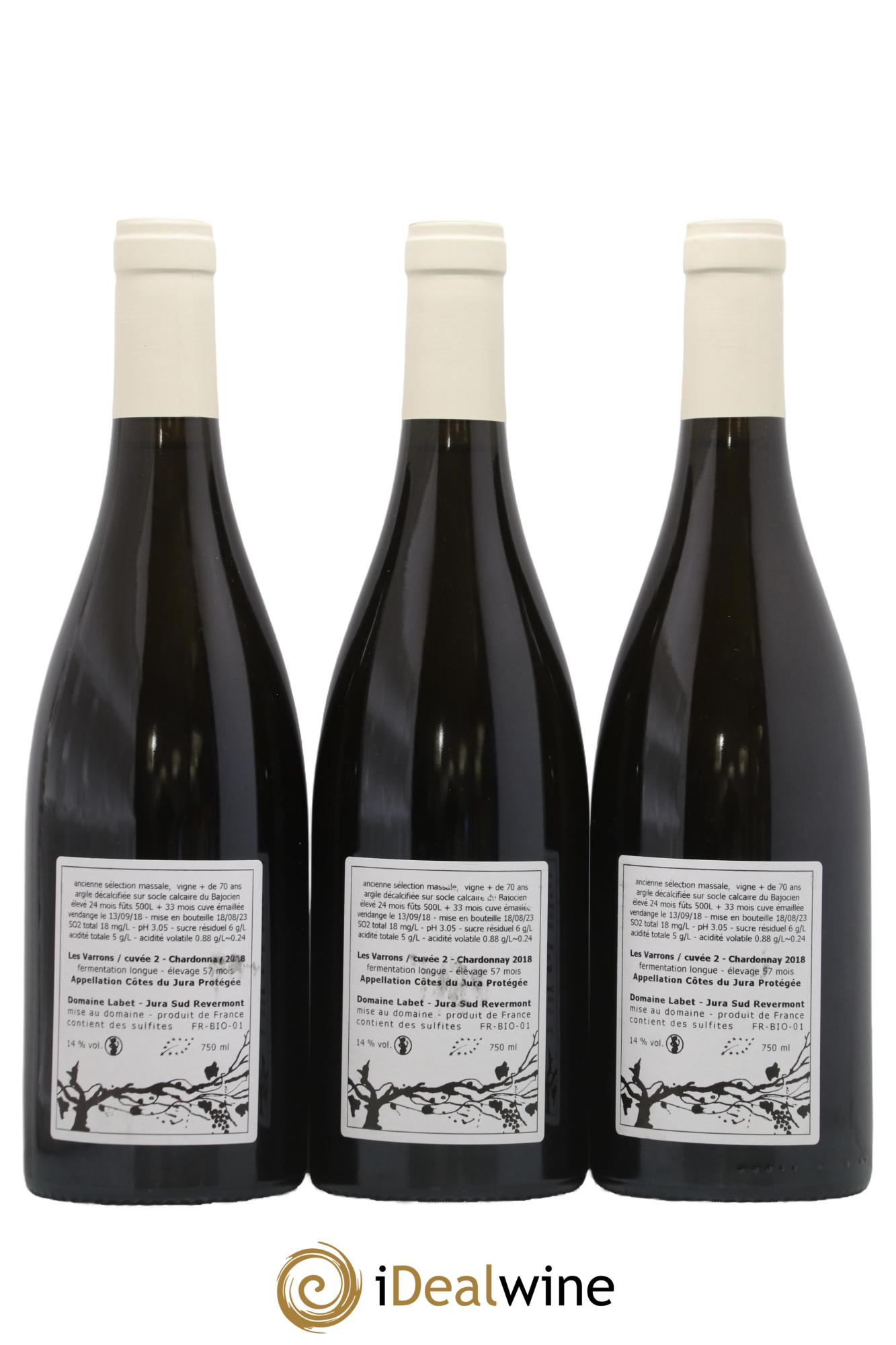 Côtes du Jura Les Varrons Cuvée 2 Fermentation Longue Labet (Domaine) 2018 - Lot de 3 bouteilles - 1
