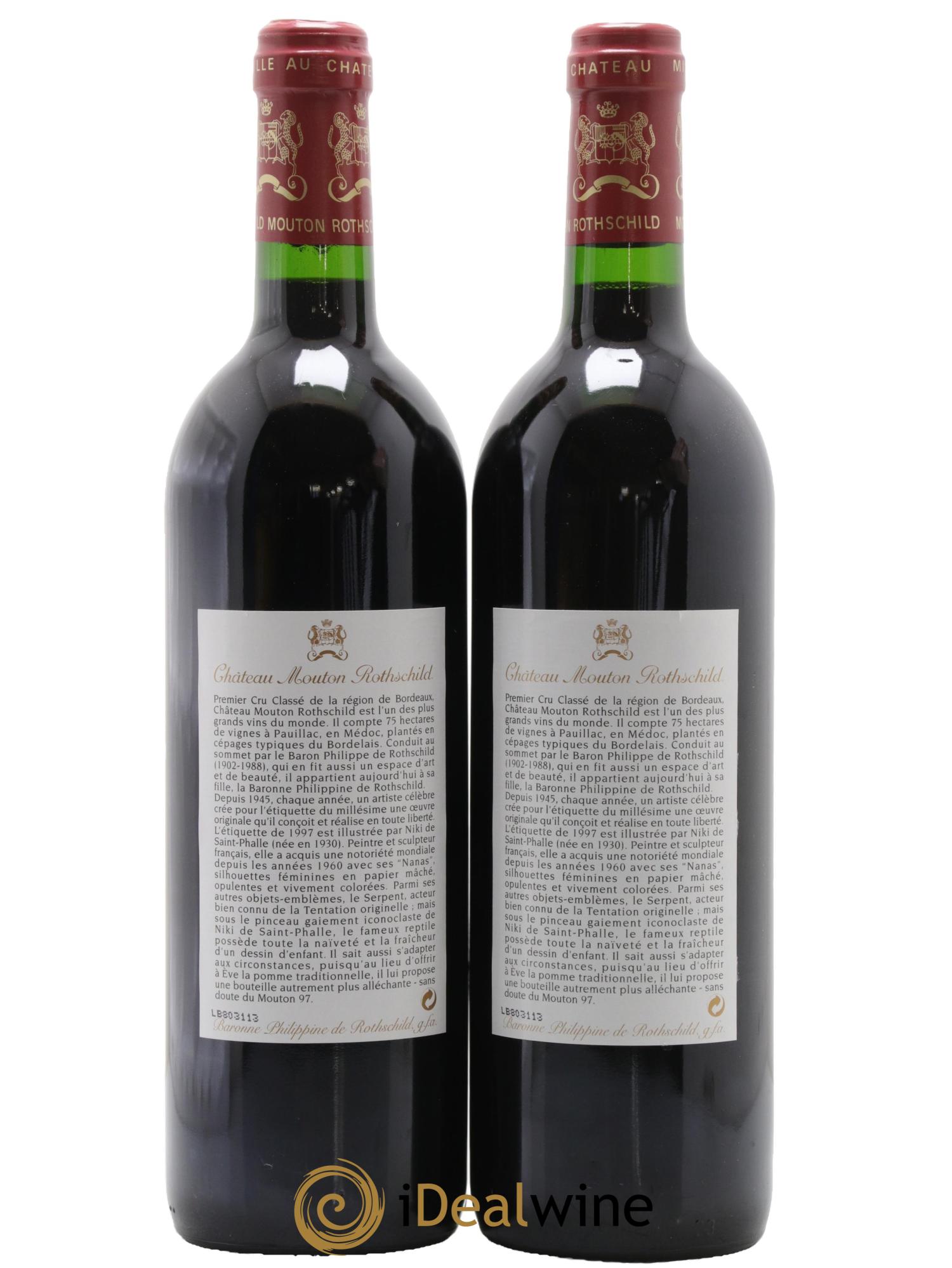 Château Mouton Rothschild 1er Grand Cru Classé 1997 - Lot de 2 bouteilles - 1