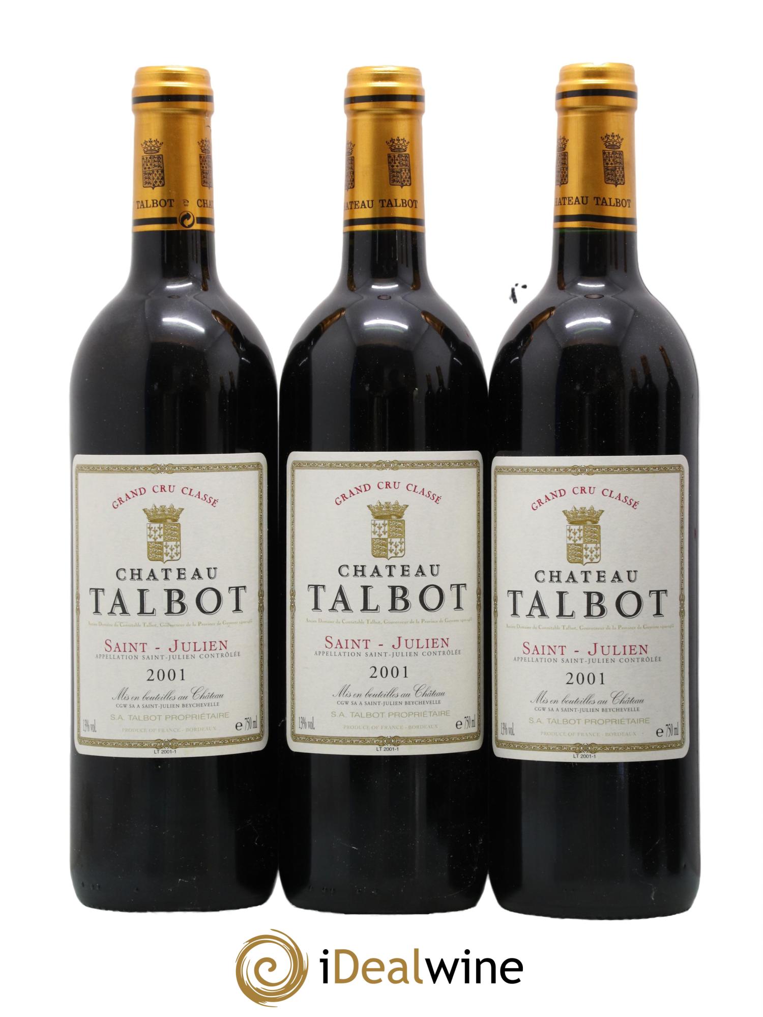 Château Talbot 4ème Grand Cru Classé 2001 - Lot de 6 bouteilles - 1