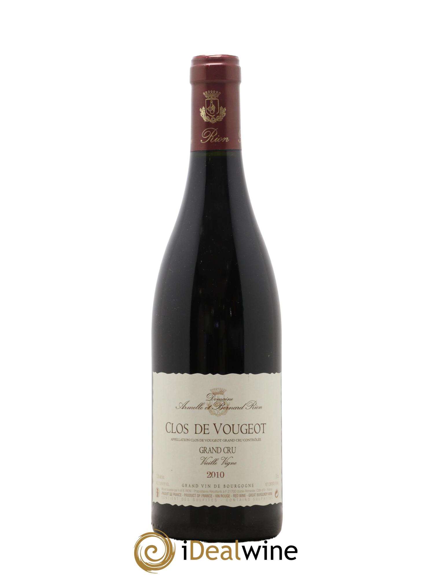 Clos de Vougeot Grand Cru Domaine Armelle et Bernard Rion 2010 - Lot de 1 bouteille - 0