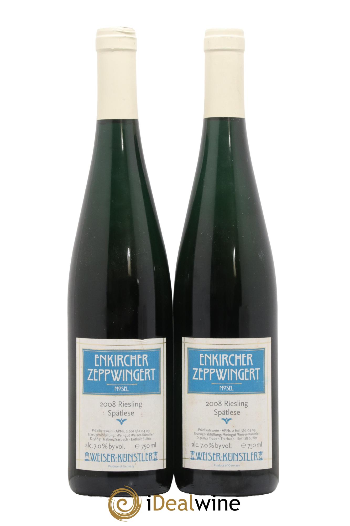 Allemagne Mosel-Saar Enkircher Zeppwingert Riesling Spatlese Weiser Kunstler 2008 - Lot de 2 bouteilles - 0