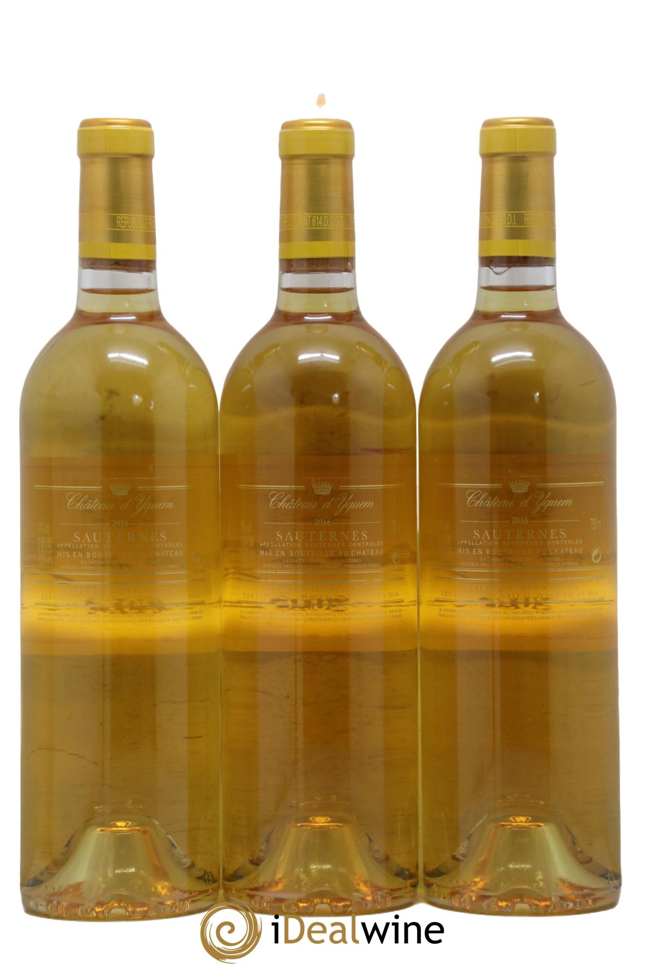 Château d' Yquem 1er Cru Classé Supérieur  2016 - Lotto di 3 bottiglie - 1