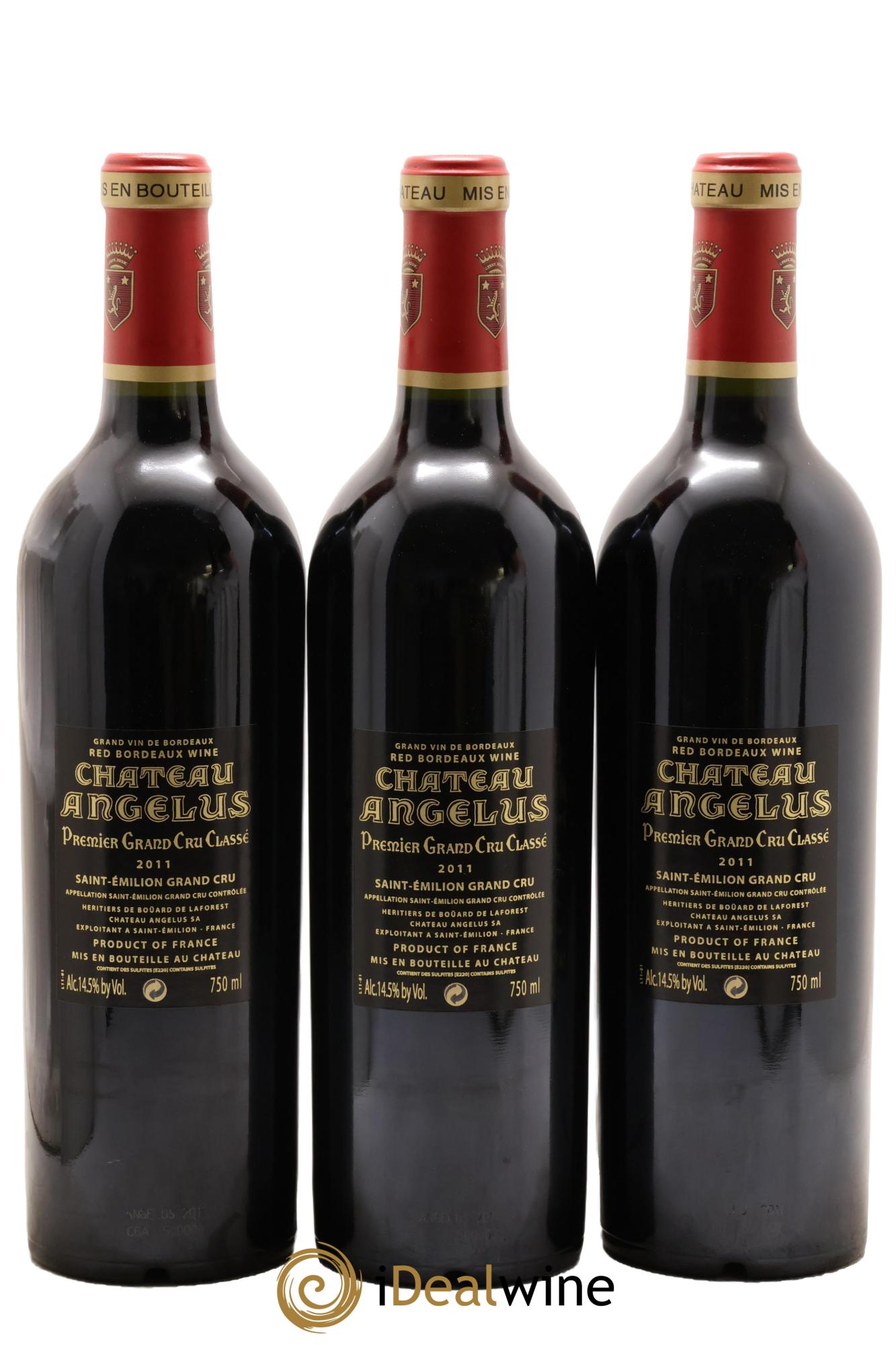 Château Angélus 1er Grand Cru Classé A 2011 - Lotto di 3 bottiglie - 1