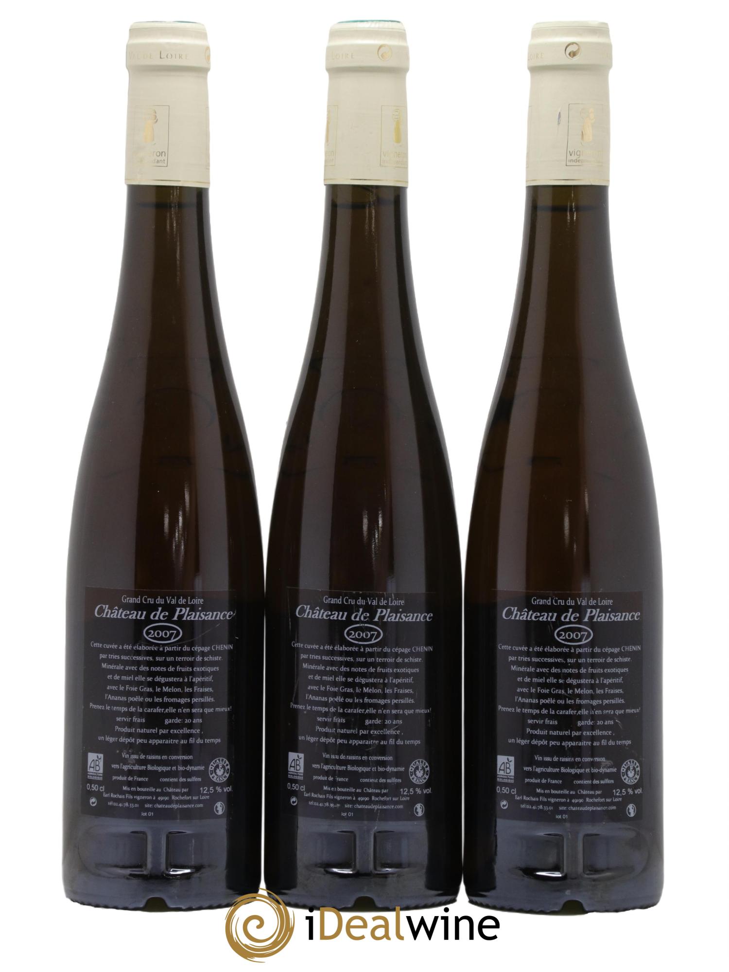Quarts de Chaume Grand Cru Château de Plaisance 2007 - Lot de 3 format 50cls - 1