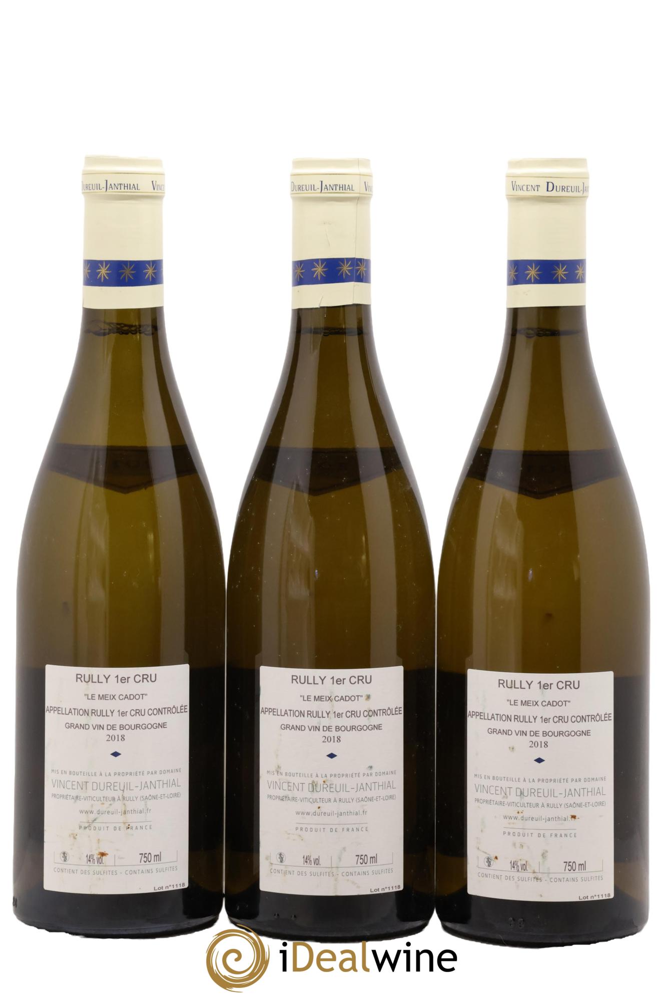 Rully 1er Cru Le Meix Cadot Vieilles Vignes Vincent Dureuil-Janthial 2018 - Posten von 3 Flaschen - 1