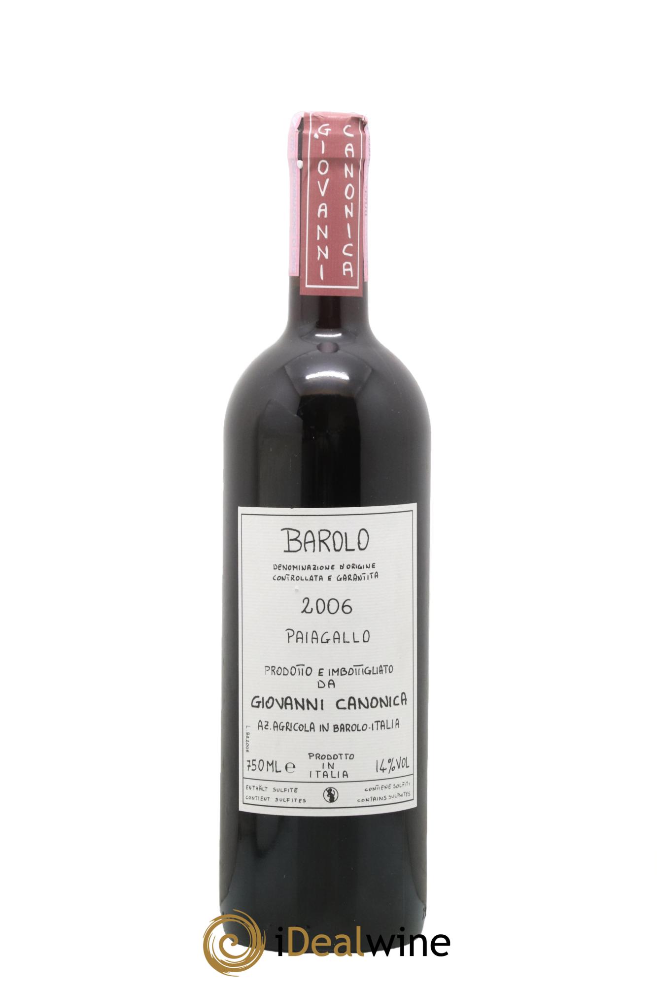 Barolo DOCG Paiagallo Giovanni Canonica 2006 - Lot de 1 bouteille - 0