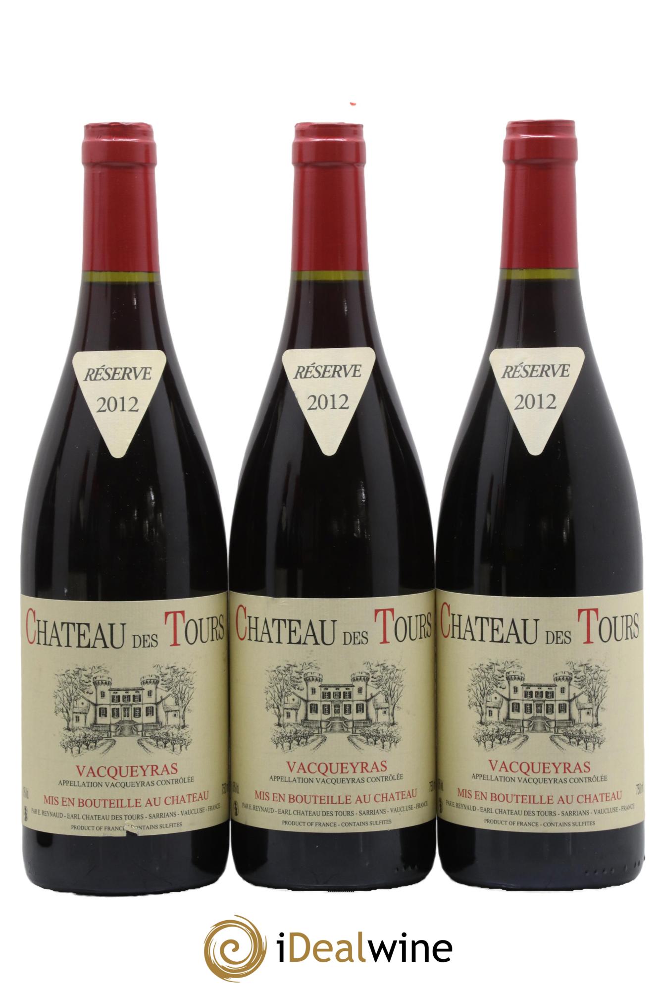 Vacqueyras Château des Tours Emmanuel Reynaud 2012 - Lot of 3 bottles - 0