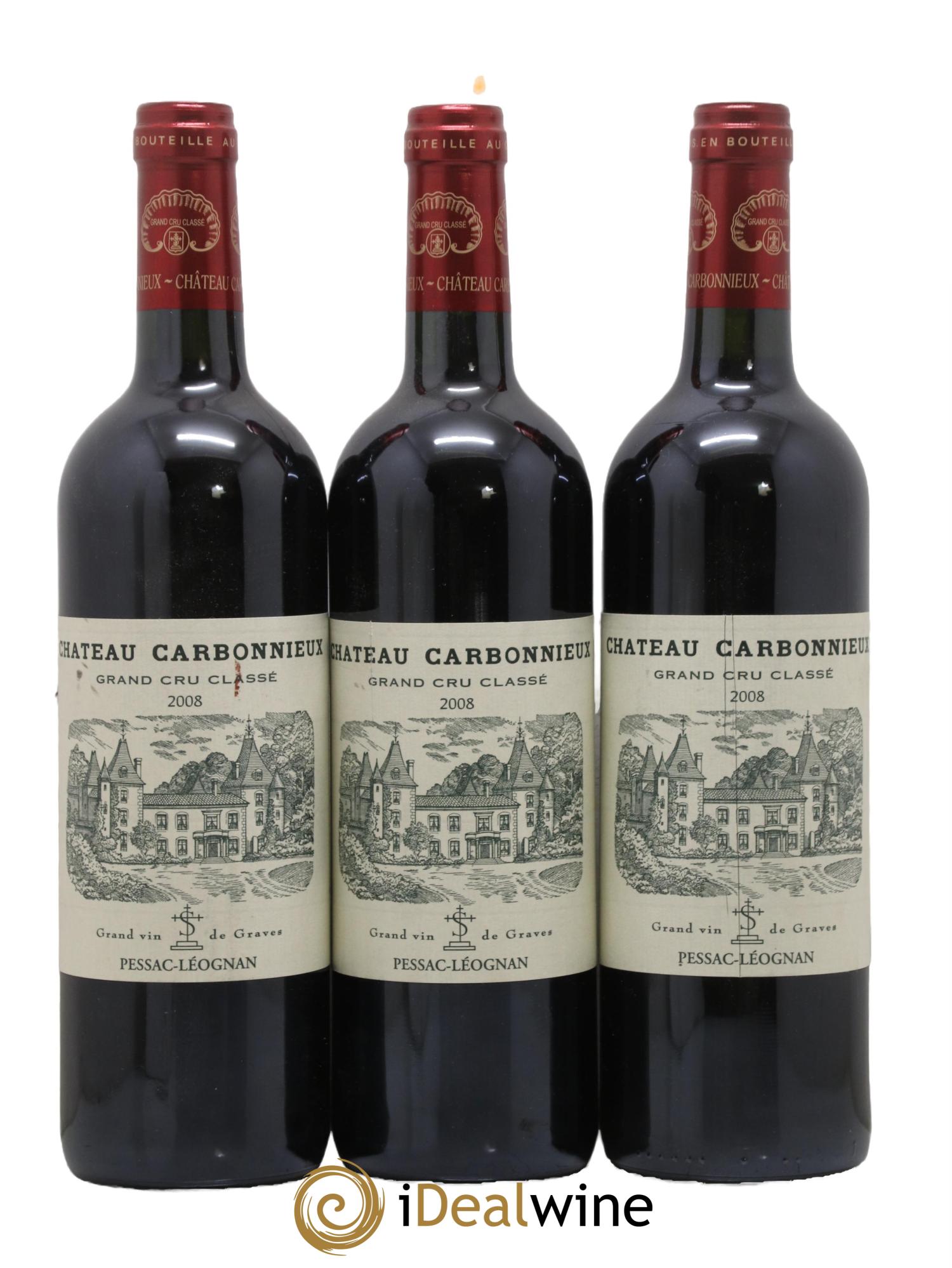 Château Carbonnieux Cru Classé de Graves 2008 - Lot de 3 bouteilles - 0