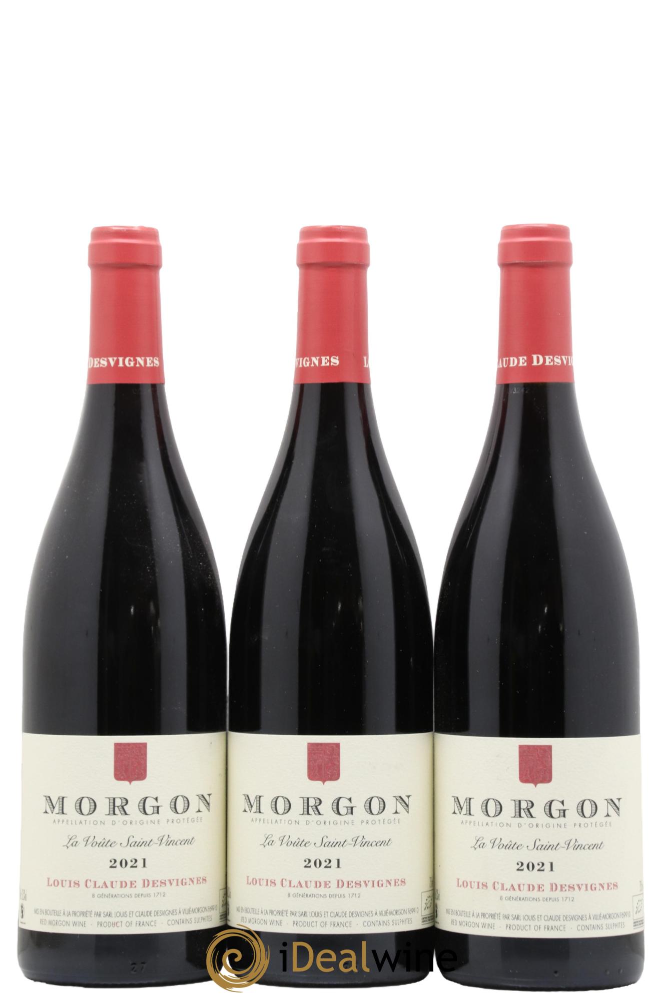 Morgon La Voûte Saint Vincent Louis-Claude Desvignes 2021 - Lot de 3 bouteilles - 0