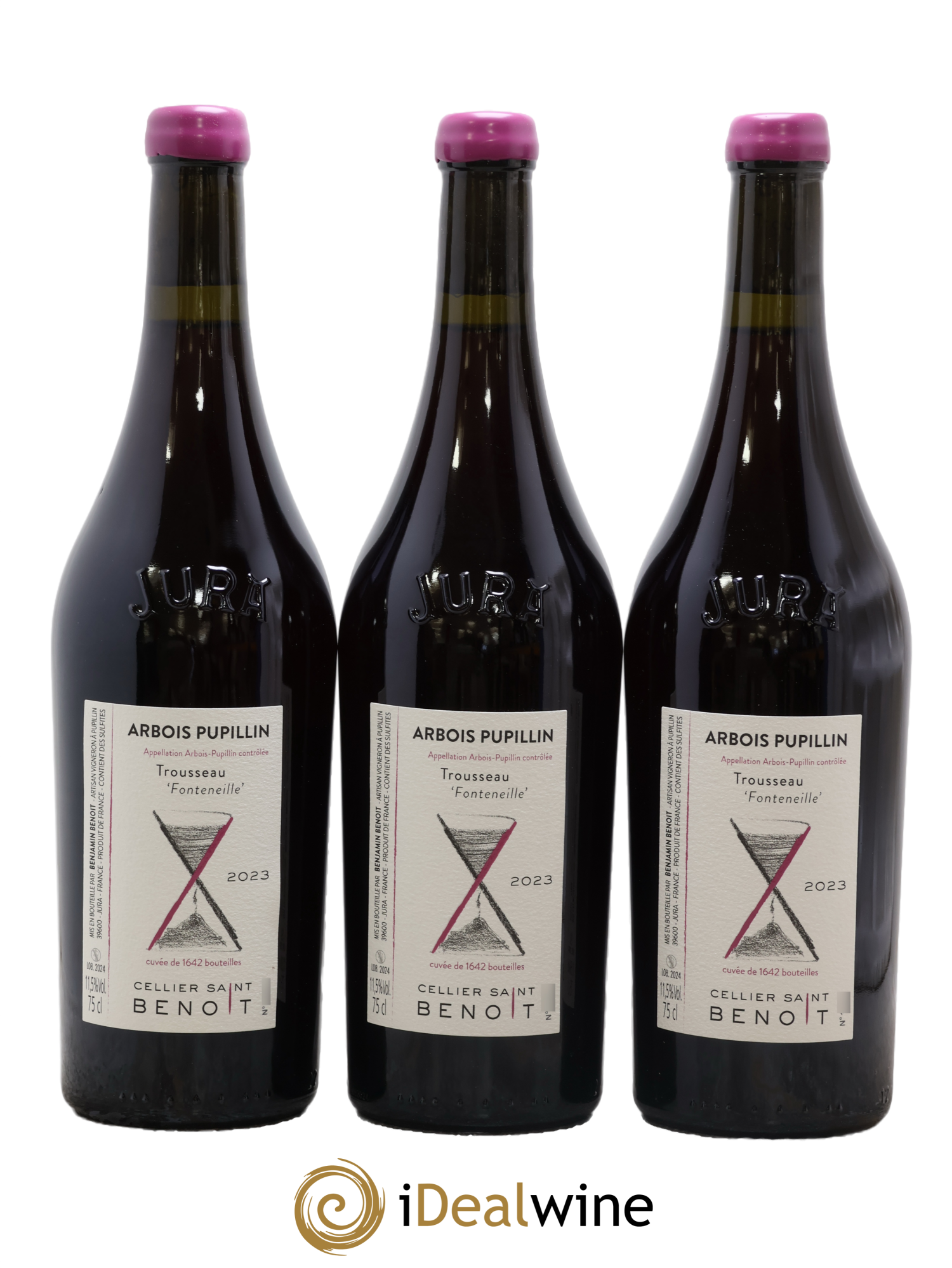 Arbois Pupillin Fonteneille Cellier Saint Benoit 2023 - Lot of 3 bottles - 0
