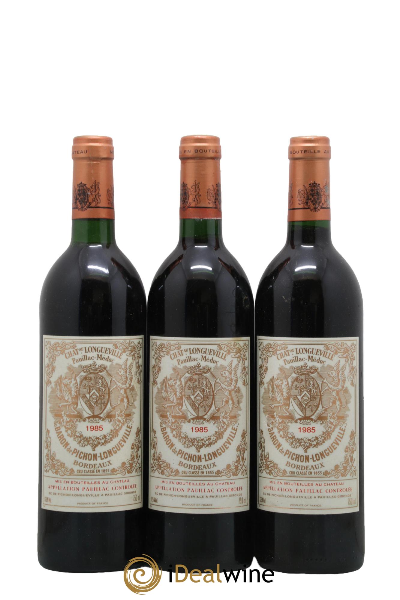 Pichon Longueville Baron 2ème Grand Cru Classé 1985 - Lot de 3 bouteilles - 0