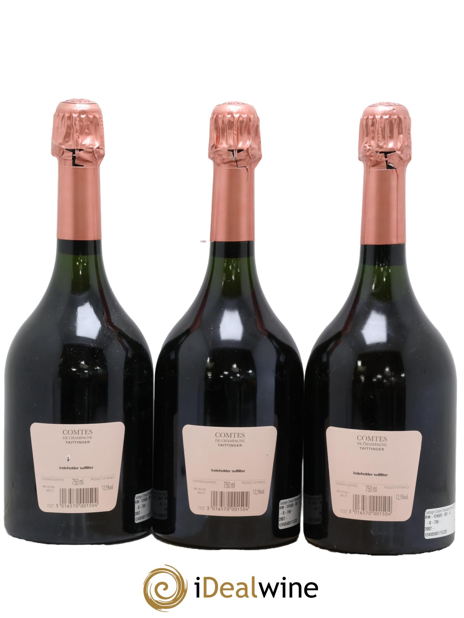 Comtes de Champagne Rosé Grand Cru Brut Taittinger 2007 - Lot of 3 bottles - 1
