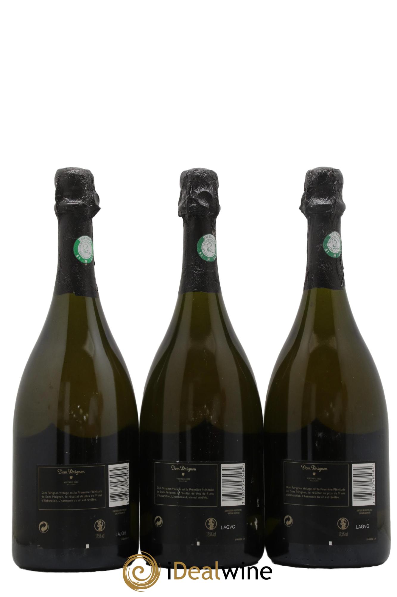 Brut Dom Pérignon  2003 - Lot of 3 bottles - 1