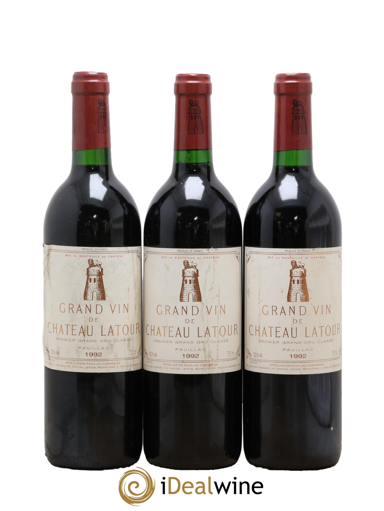Château Latour 1er Grand Cru Classé 1992 - Lot de 3 bouteilles - 0