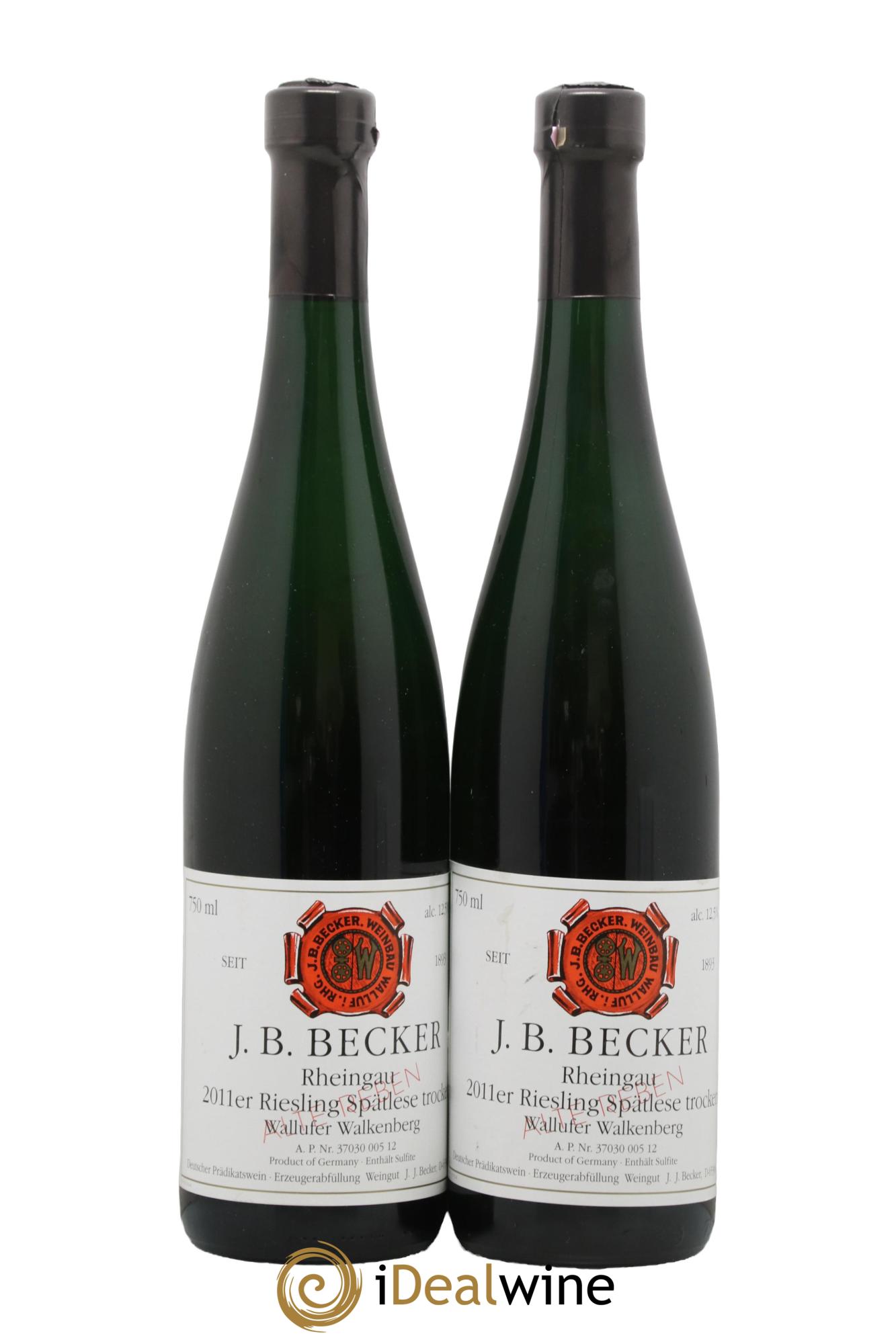 Allemagne Rheingau Wallufer Walkenberg Riesling Spätlese Trocken J. B. Becker 2011 - Posten von 2 Flaschen - 0
