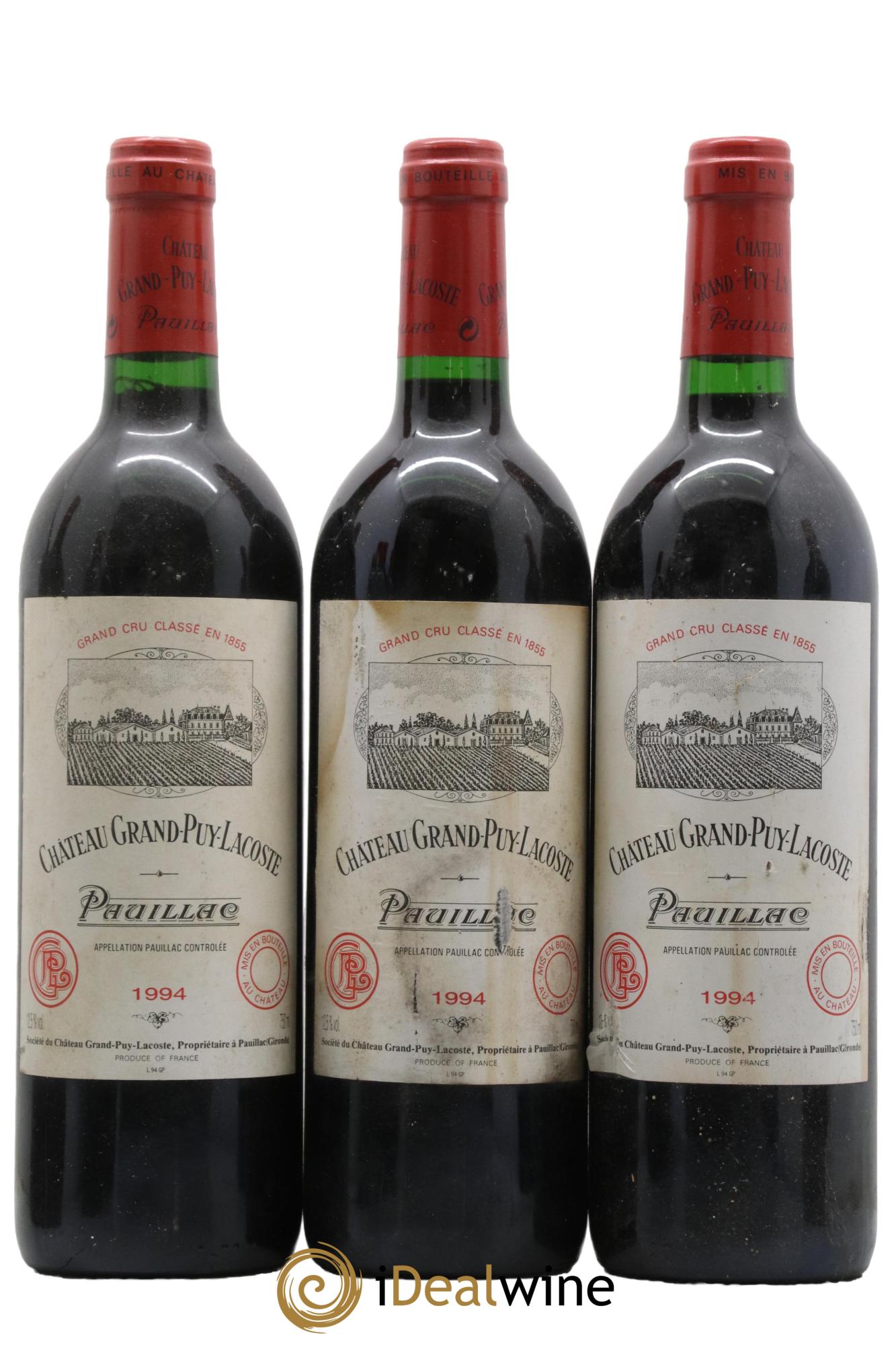 Château Grand Puy Lacoste 5ème Grand Cru Classé 1994 - Lot de 3 bouteilles - 0