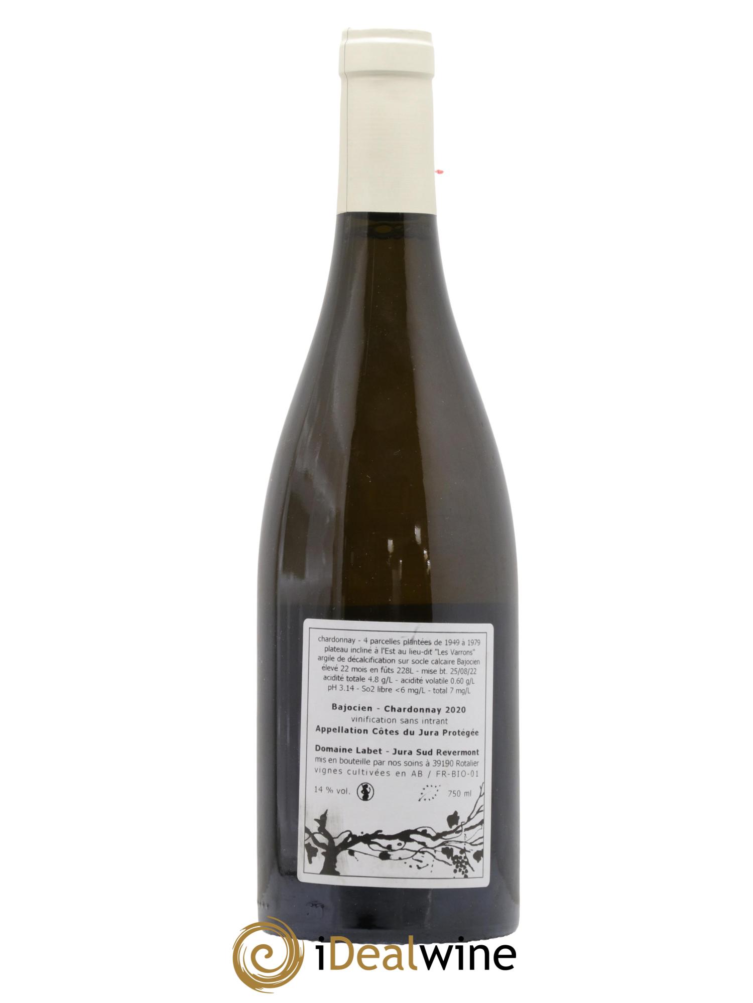 Côtes du Jura Chardonnay Bajocien Romain - Julien - Charline Labet 2020 - Lot de 1 bouteille - 1