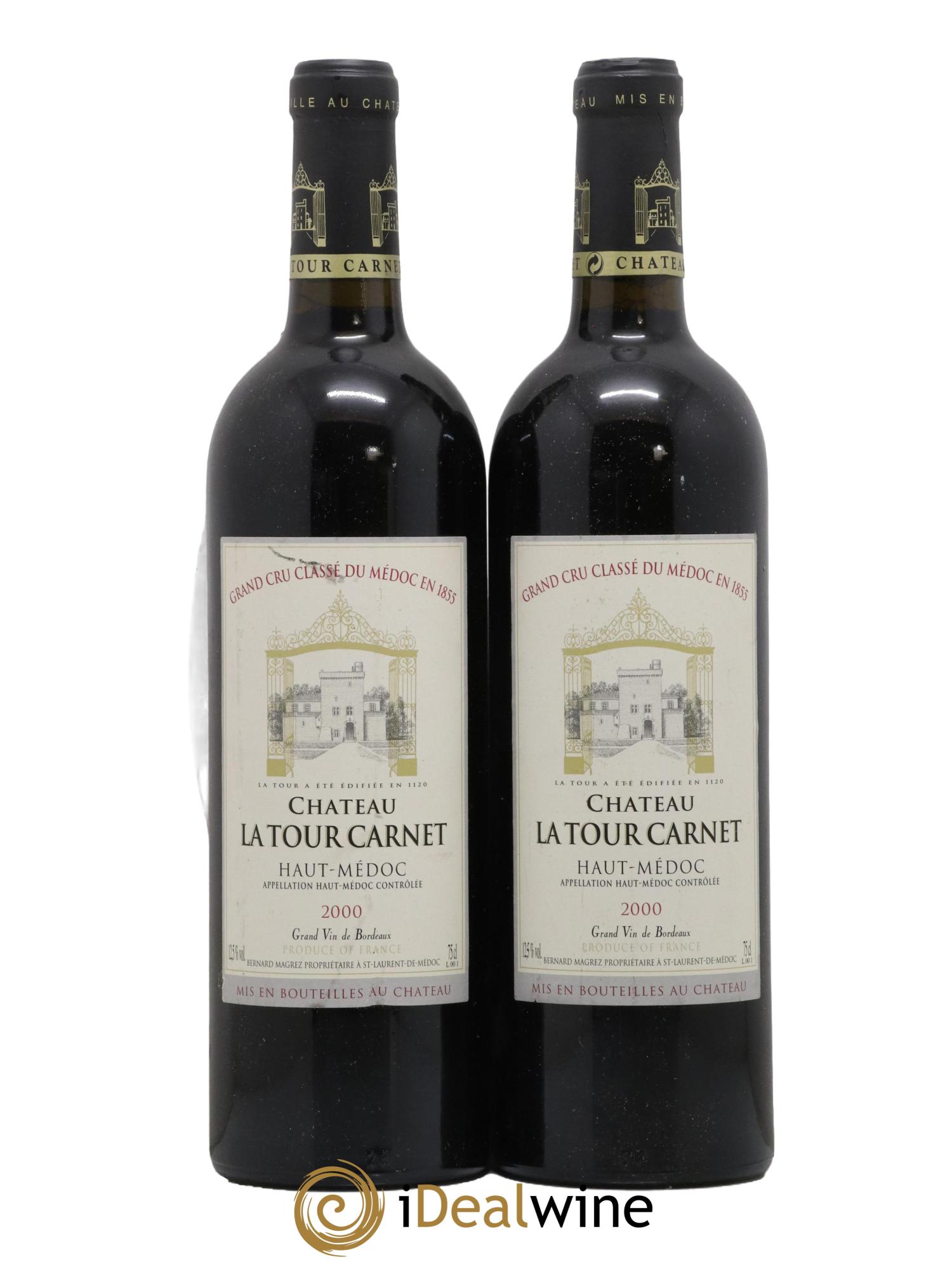 Château la Tour Carnet 4ème Grand Cru Classé 2000 - Lot of 2 bottles - 0