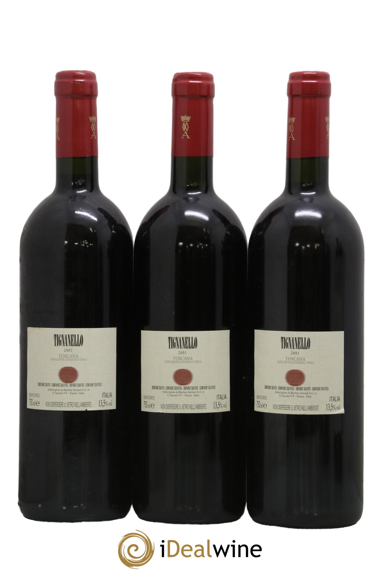 Toscana IGT Tignanello Tenuta Tignanello - Marchesi Antinori 2001 - Lot of 3 bottles - 1