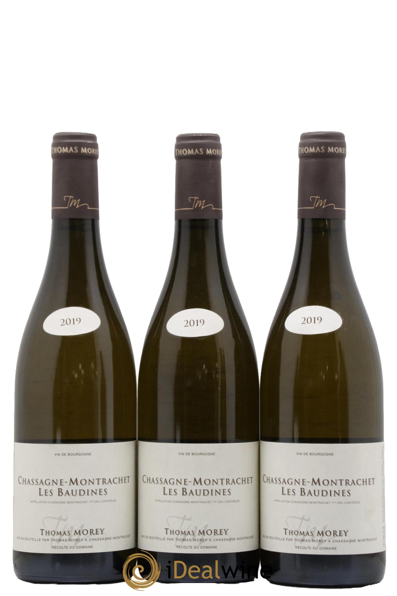 Chassagne-Montrachet 1er Cru Les Baudines Thomas Morey 2019 - Lot de 3 bouteilles - 0