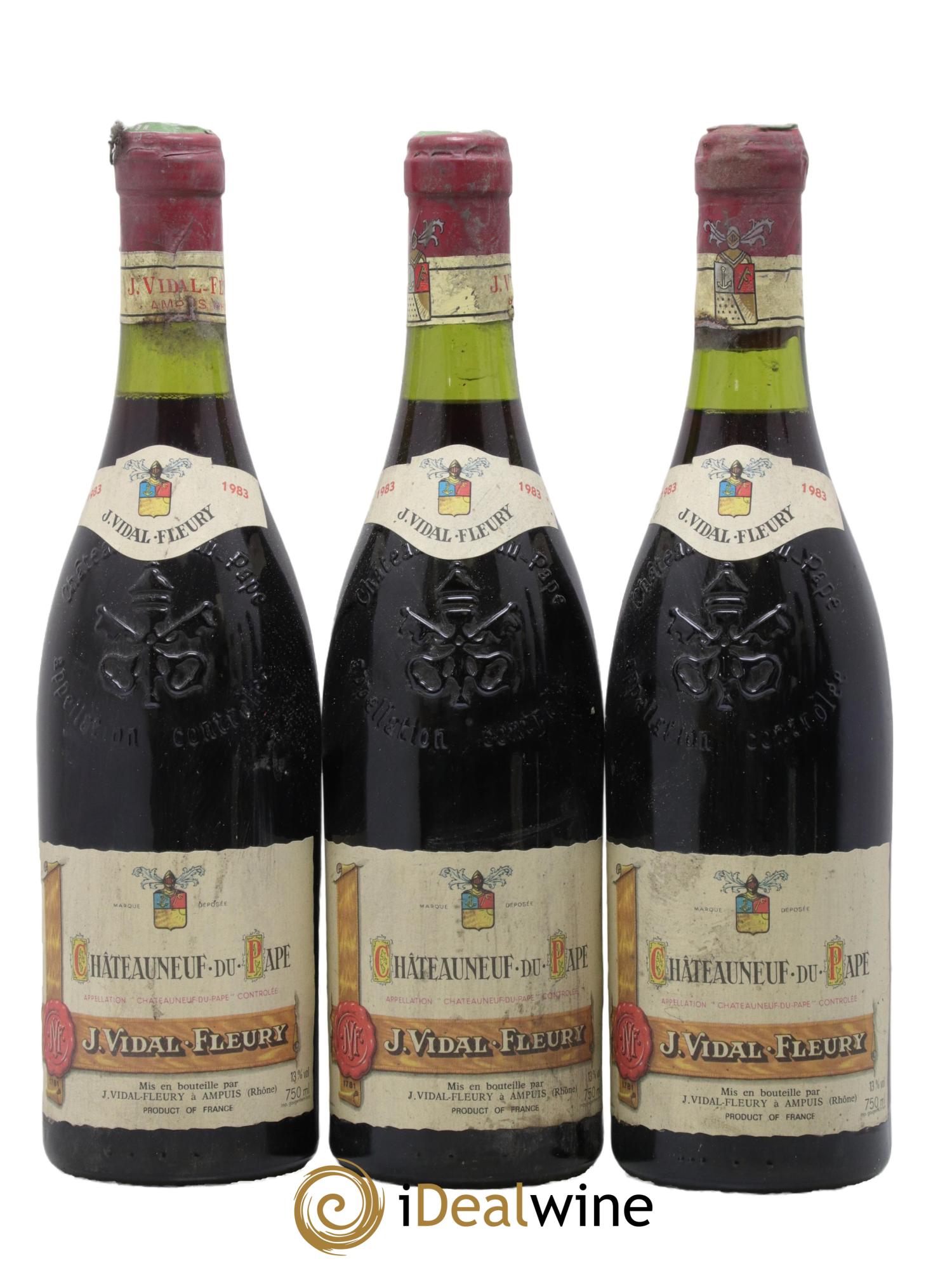 Châteauneuf-du-Pape J. Vidal Fleury 1983 - Lot de 3 bouteilles - 0