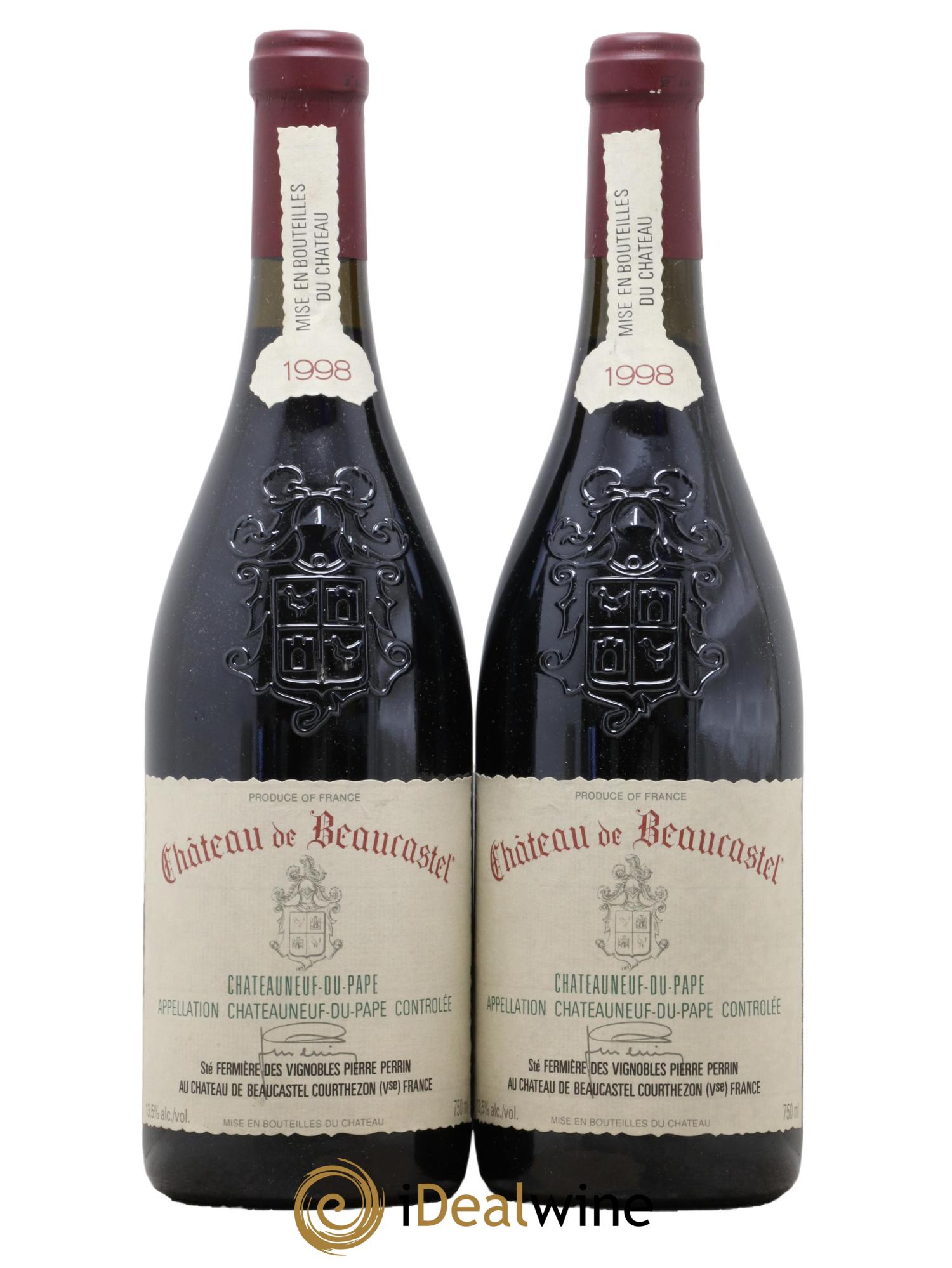 Châteauneuf-du-Pape Château de Beaucastel Famille Perrin 1998 - Lot de 2 bouteilles - 0