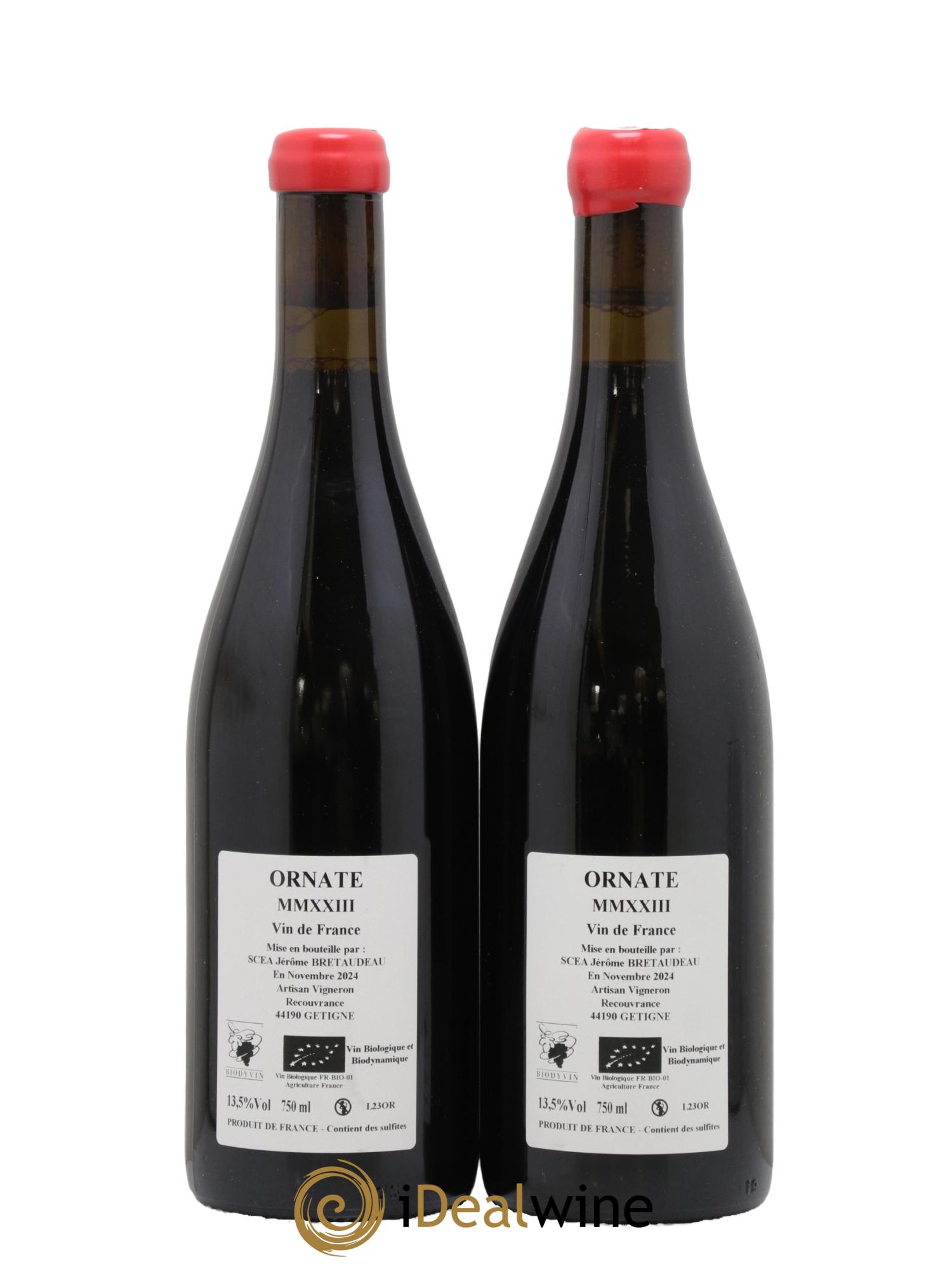 Vin de France Merlot Ornaté Jérôme Bretaudeau - Domaine de Bellevue 2023 - Lot of 2 bottles - 1