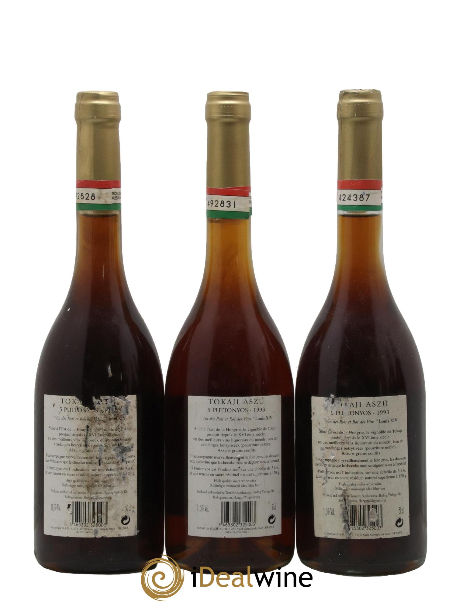 Tokaji Aszu 5 Puttonyos Prince Arpad 1993 - Lot de 3 format 50cls - 1