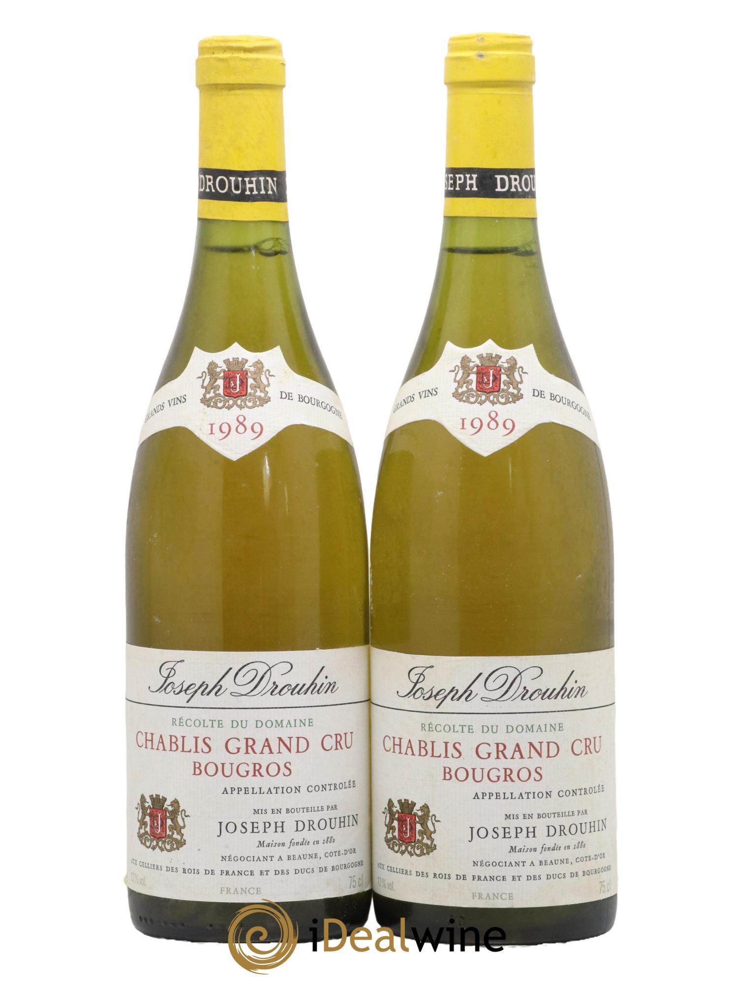 Chablis Grand Cru Bougros Joseph Drouhin 1989 - Lot de 2 bouteilles - 0