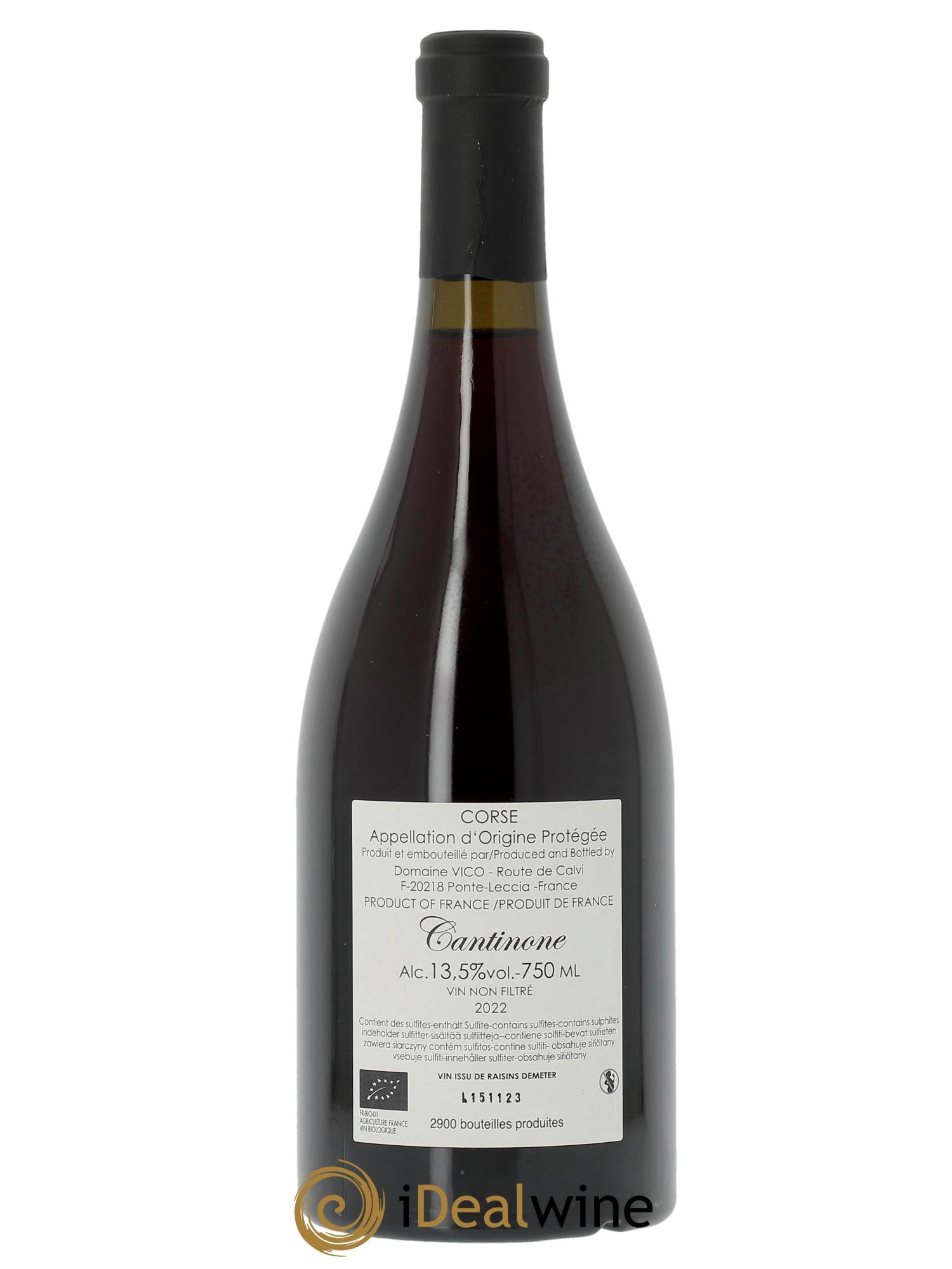 Vin de Corse Cantinone Domaine Vico  2022 - Lot de 1 bouteille - 1