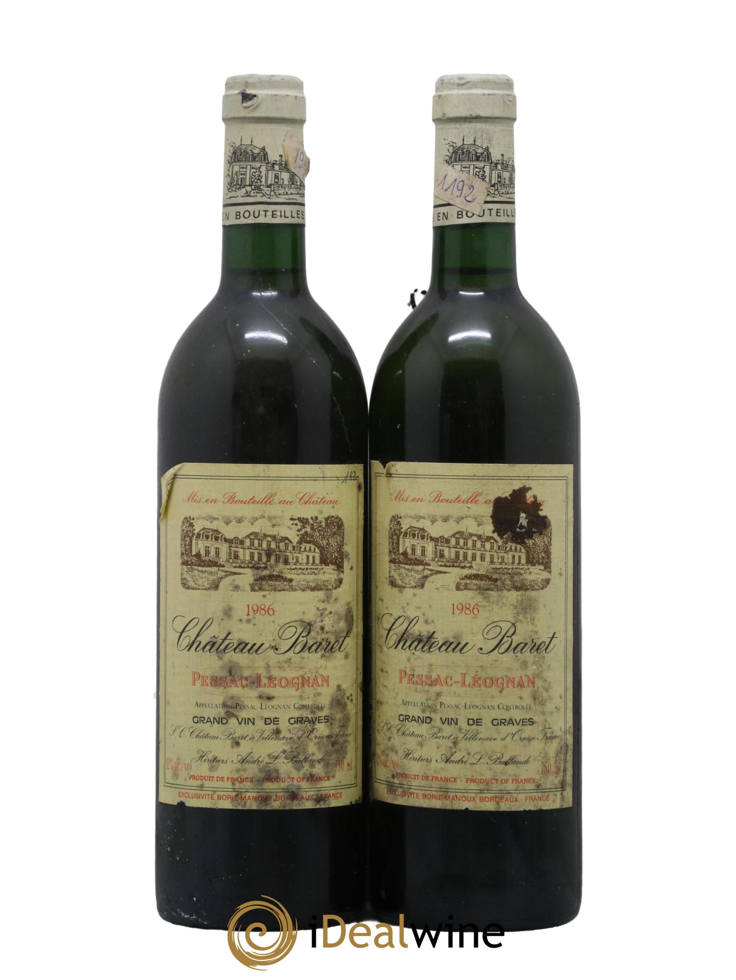 Pessac-Léognan Chateau Baret 1986 - Lot de 2 bouteilles - 0